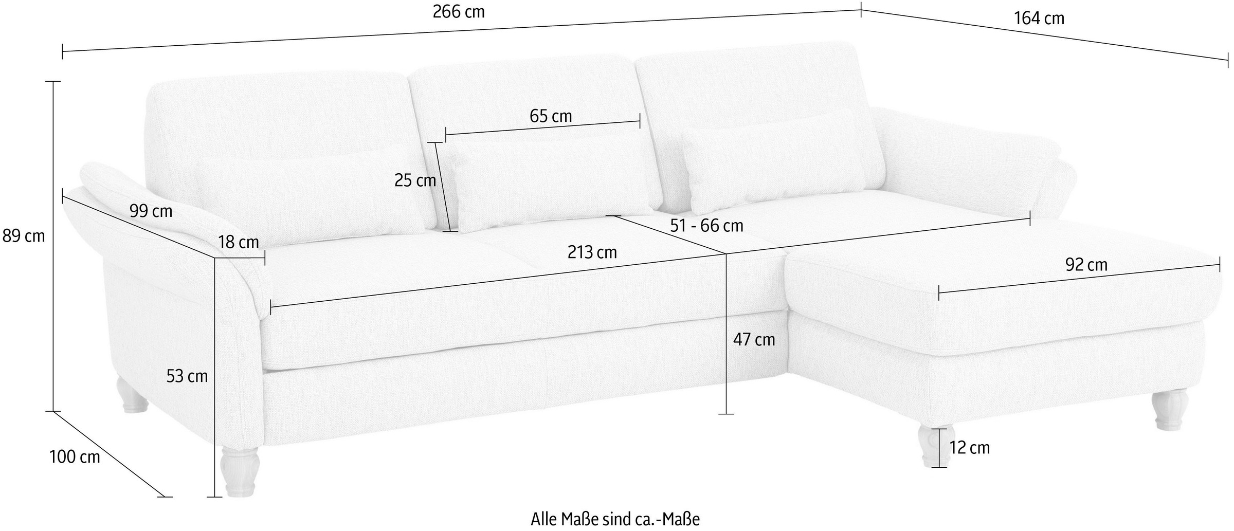 Home affaire Ecksofa »Palace L-Form«, incl. Sitztiefenverstellung, wahlweise mit Bettfunktion und Stauraum