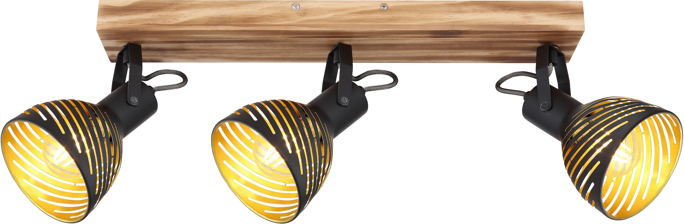 GLOBO LIGHTING Deckenstrahler »LENNA«, Leuchtmittel E27 | ohne Leuchtmittel, Deckenspot/Holz/goldfarben/Dekorschlitze/Flur