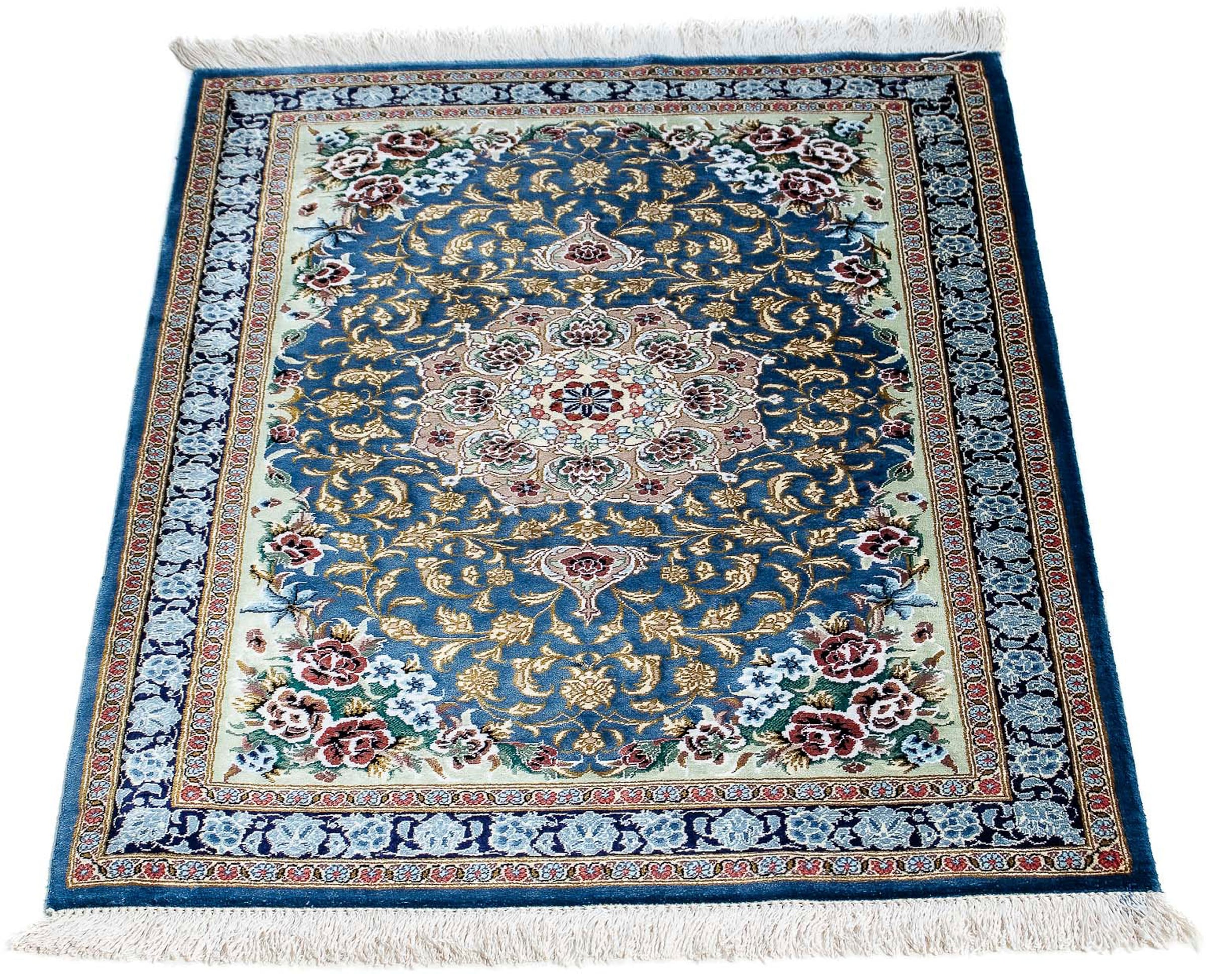 morgenland Orientteppich "Perser - Ghom - 85 x 59 cm - blau", rechteckig, 10 mm Höhe, Wohnzimmer, Handgeknüpft, Einzelst