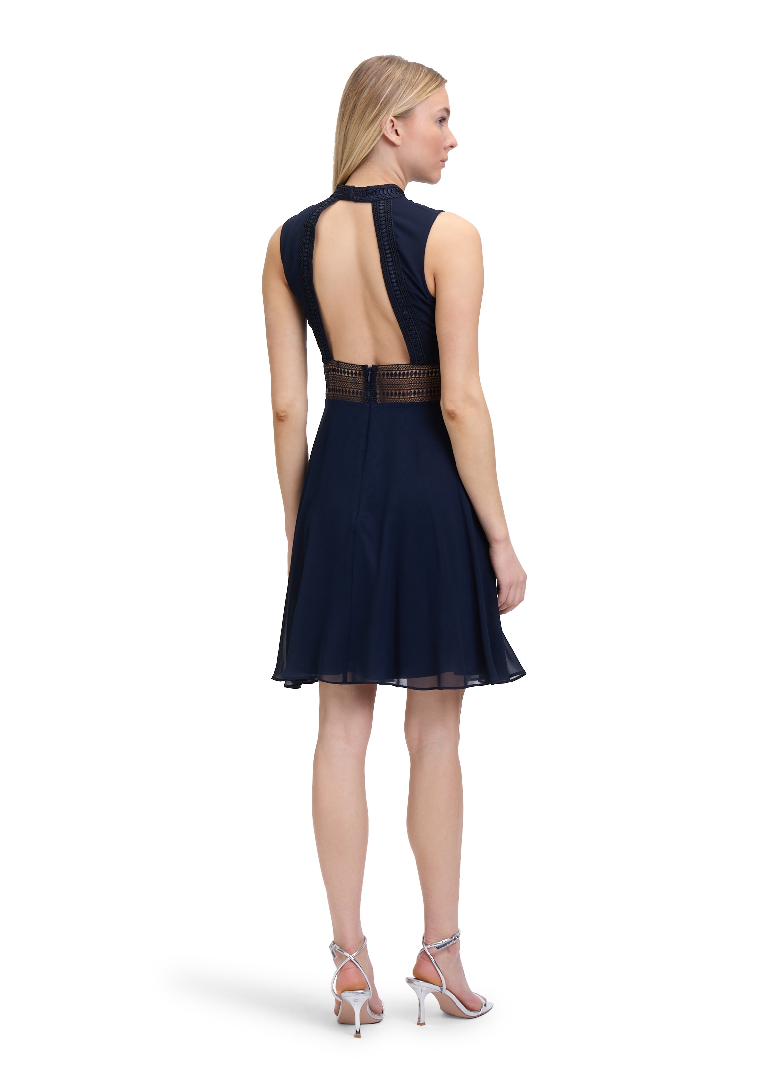 Vera Mont Cocktailkleid »Damen mit Spitzeneinsatz« Ohne Tasche Aufgesteppte Bänder