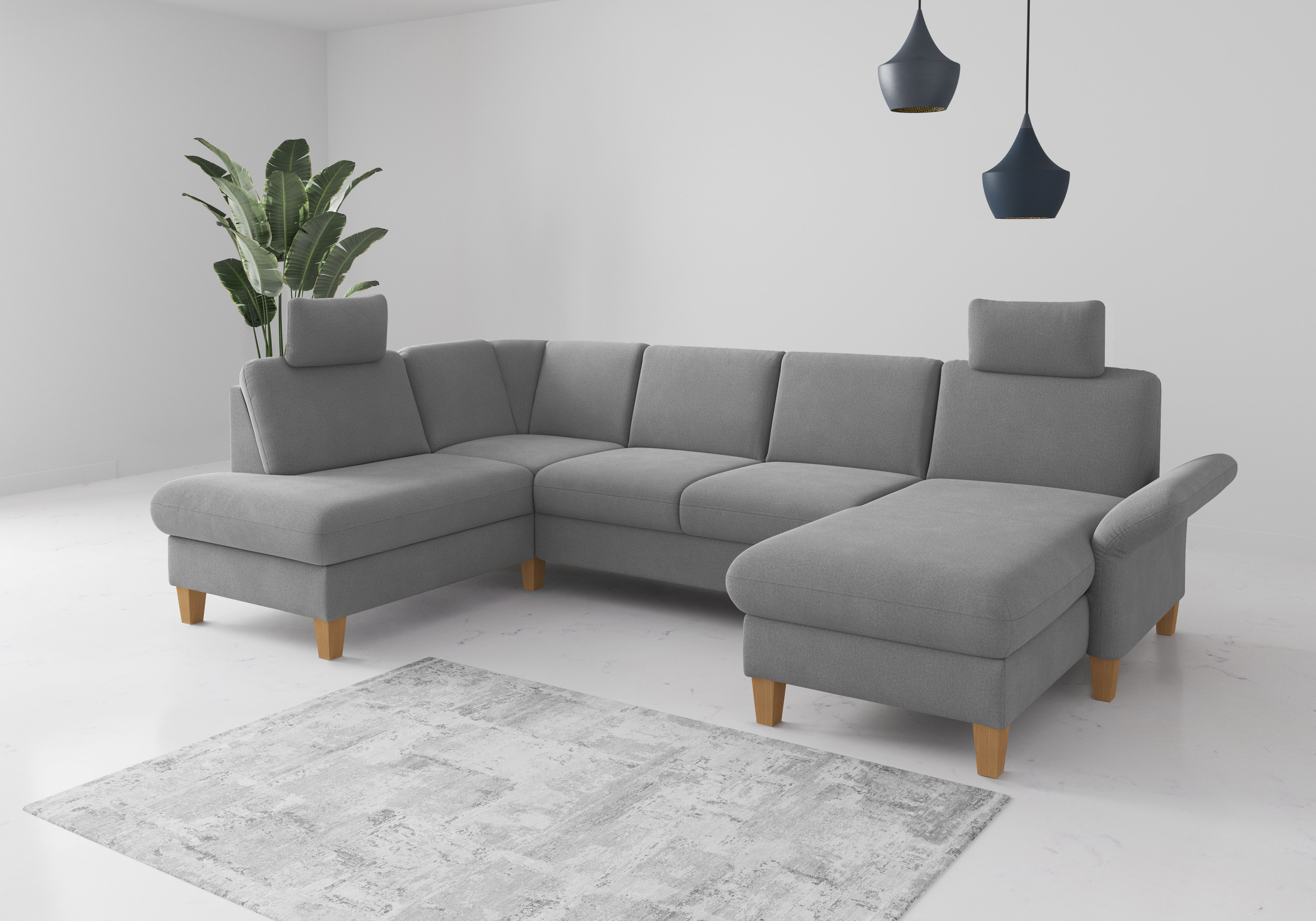 OTTO home Wohnlandschaft "Rochelle, U-Form" optional mit Armteilverstellung, mit Schlaffunktion & Bettkasten