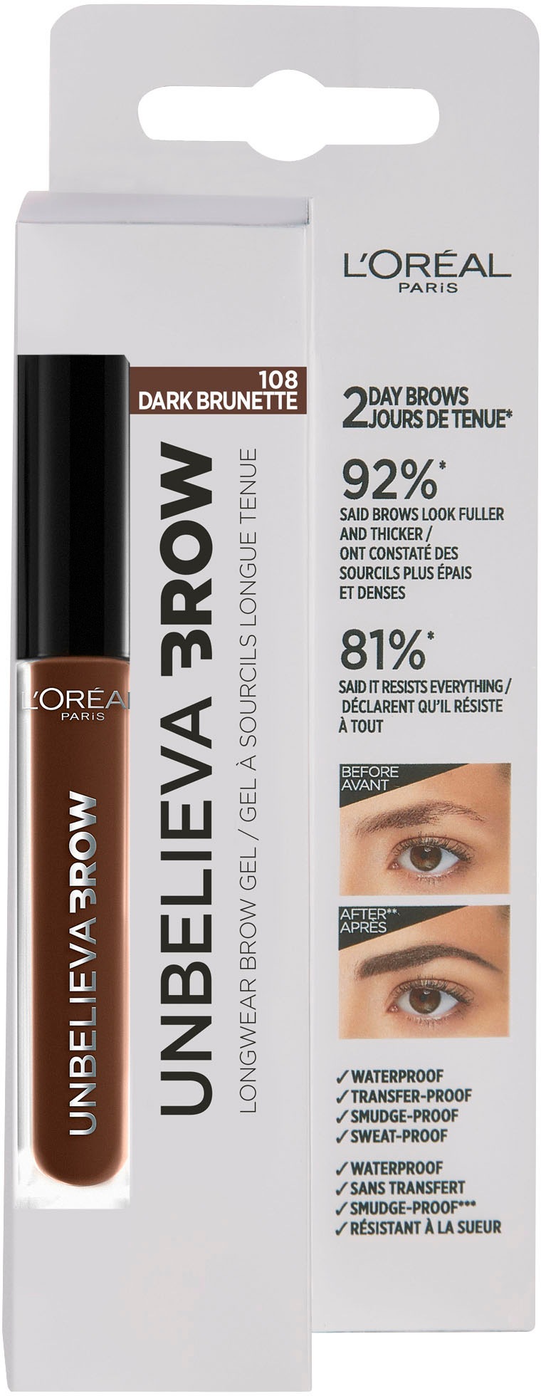 L'ORÉAL PARIS Augenbrauen-Gel »Unbelieva Brow«, mit unterschiedlichen Applikatoren