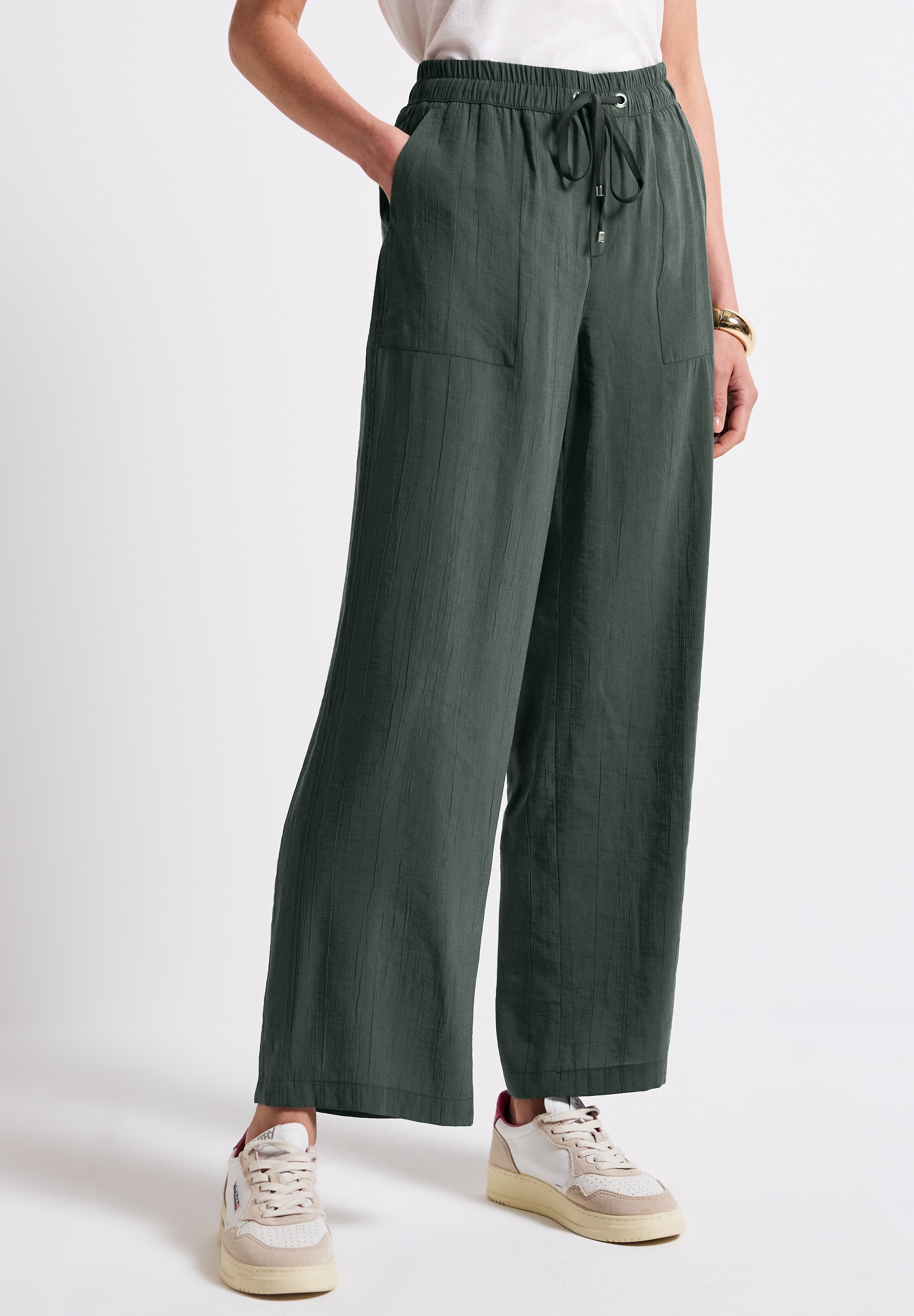 STREET ONE Stoffhose, mit Crinkle-Struktur, Wide Leg günstig online kaufen