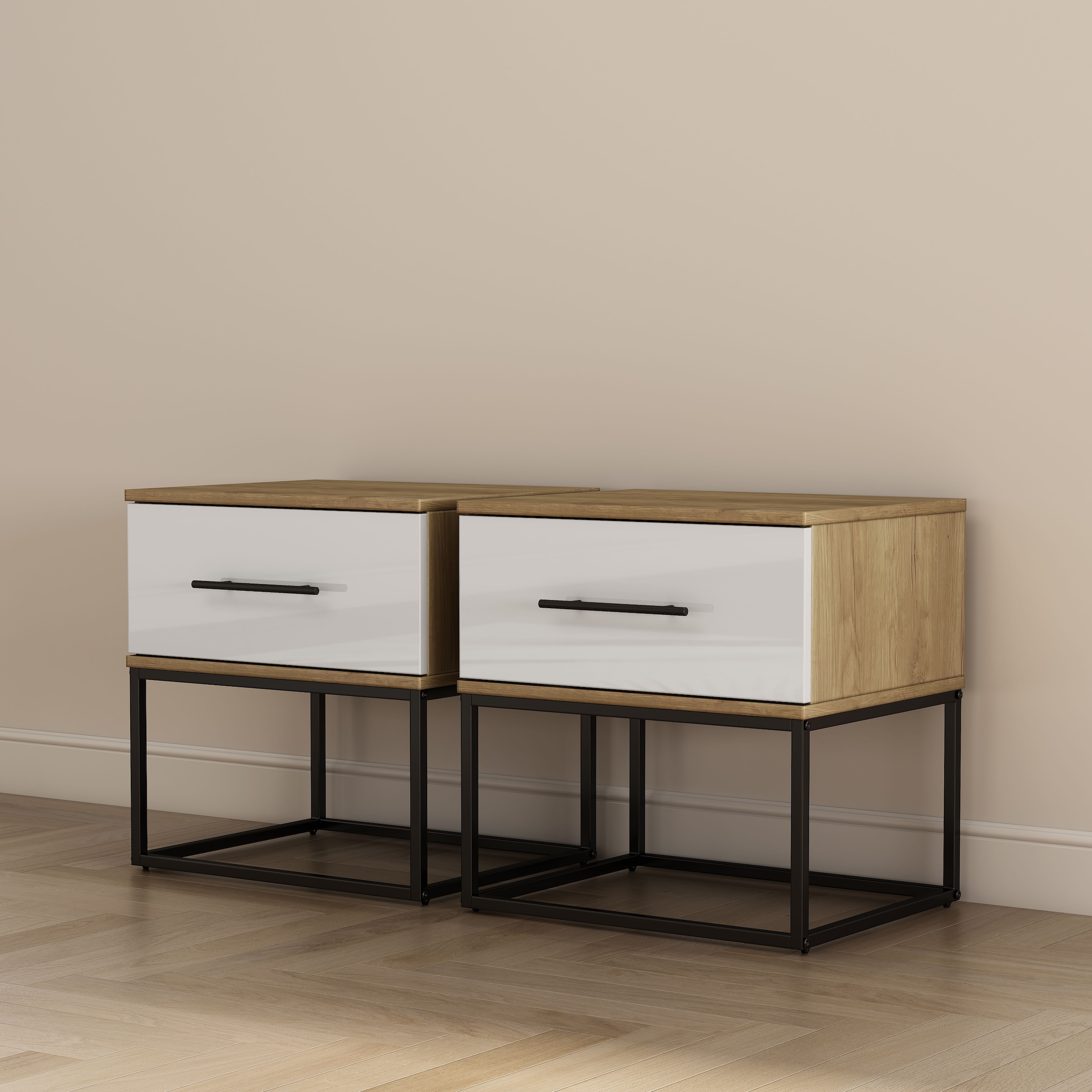 OTTO home Nachtkommode "Lucca Nachttisch Set mit Metallkufen und schwarzen günstig online kaufen