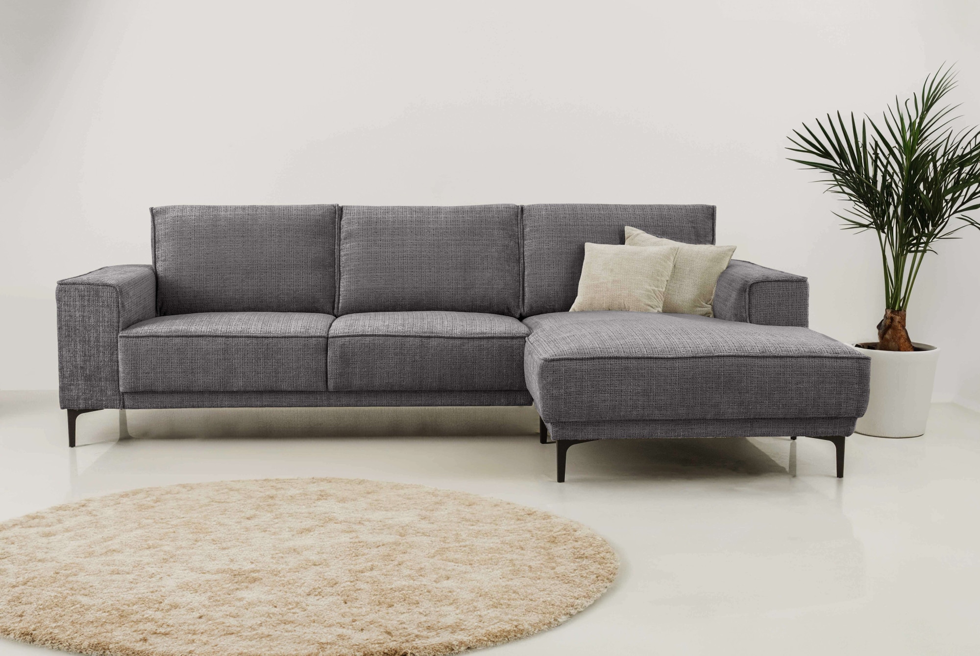 Places of Style Ecksofa "Polsterecke Oland, Struktur, Flachgewebe, Luxus-Mi günstig online kaufen
