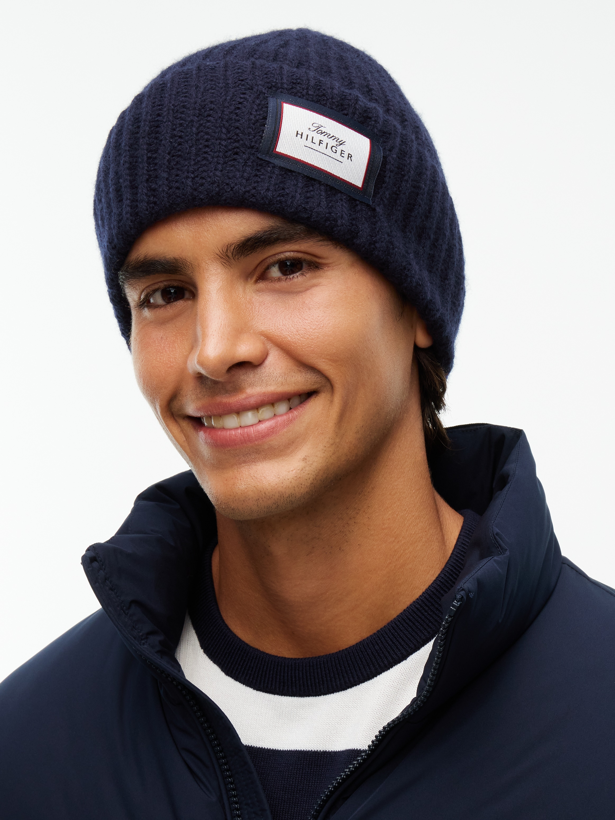 Tommy Hilfiger Beanie »TH WOOL« aus grobem Rippstrick in reiner Wolle