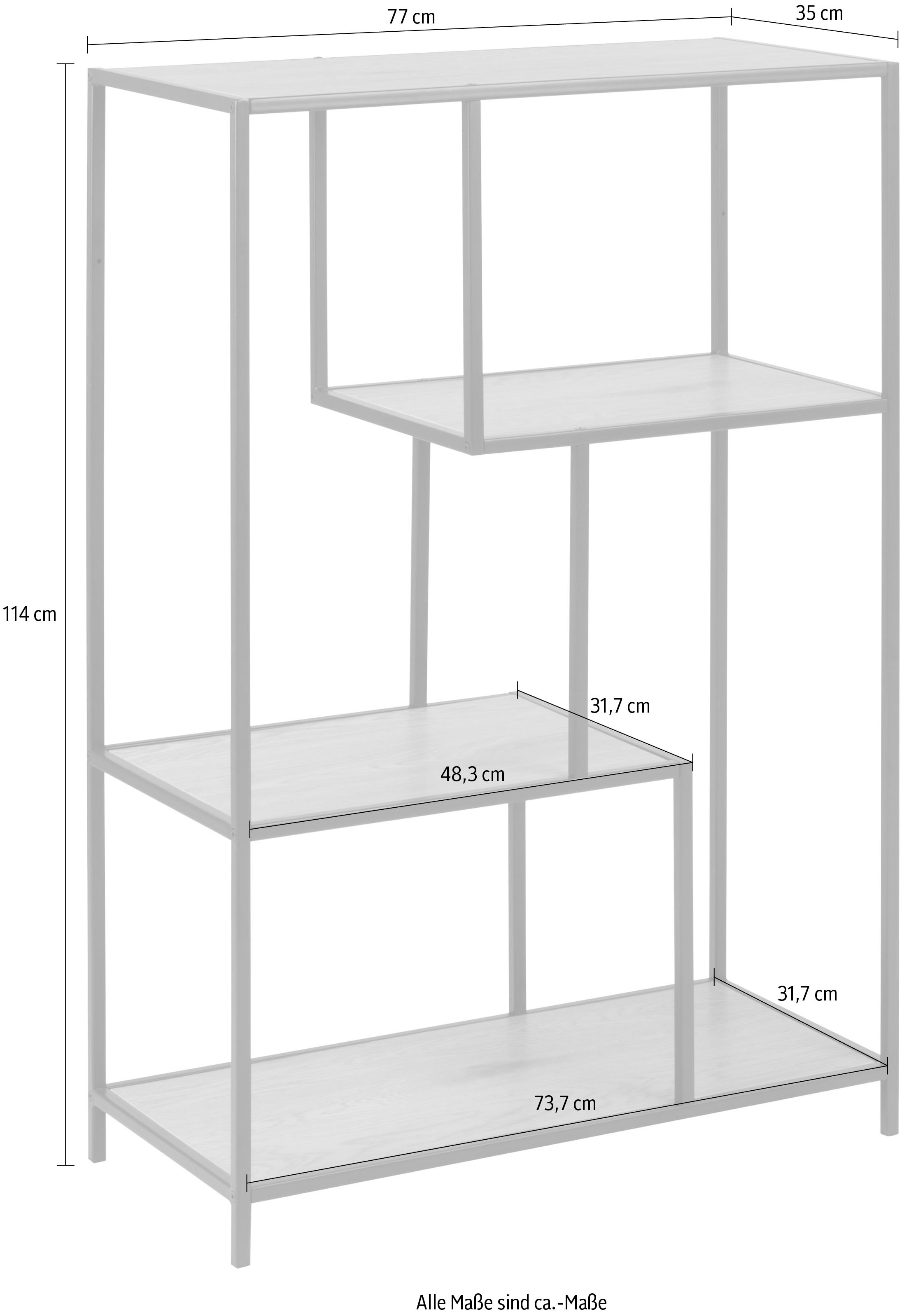 ACTONA GROUP Bücherregal, Metallgestell, 3 Einlegeböden bestellen asymmetrischen cm Höhe BAUR | 114 und Details