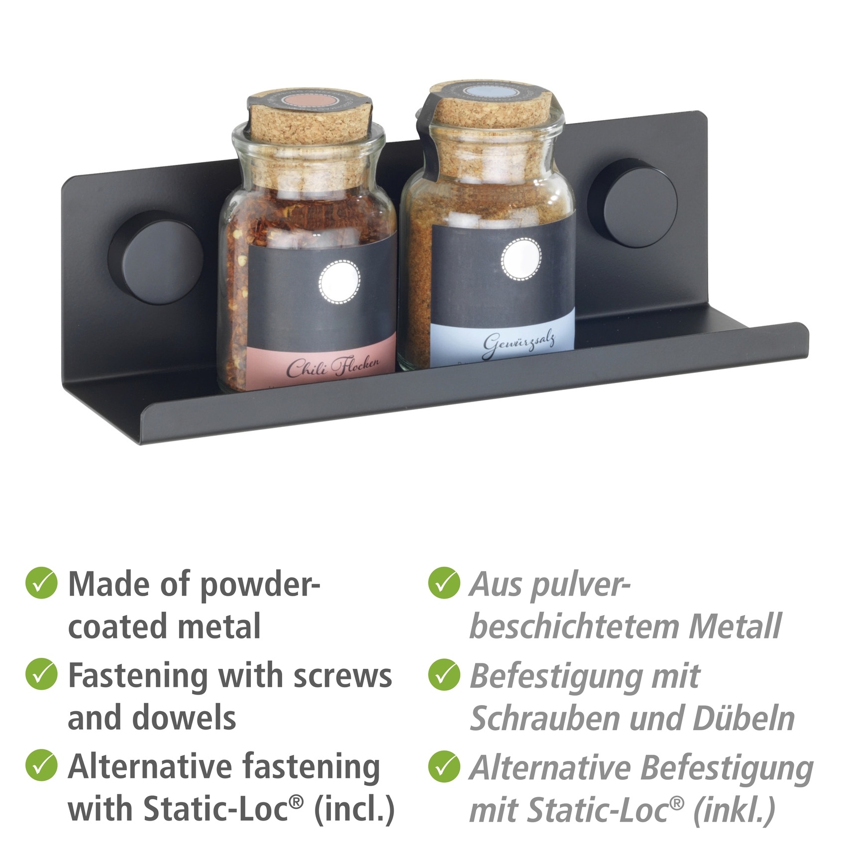 WENKO Gewürzregal "Modell Jet S", Küchenregal für die Wand, Industrial Styl günstig online kaufen
