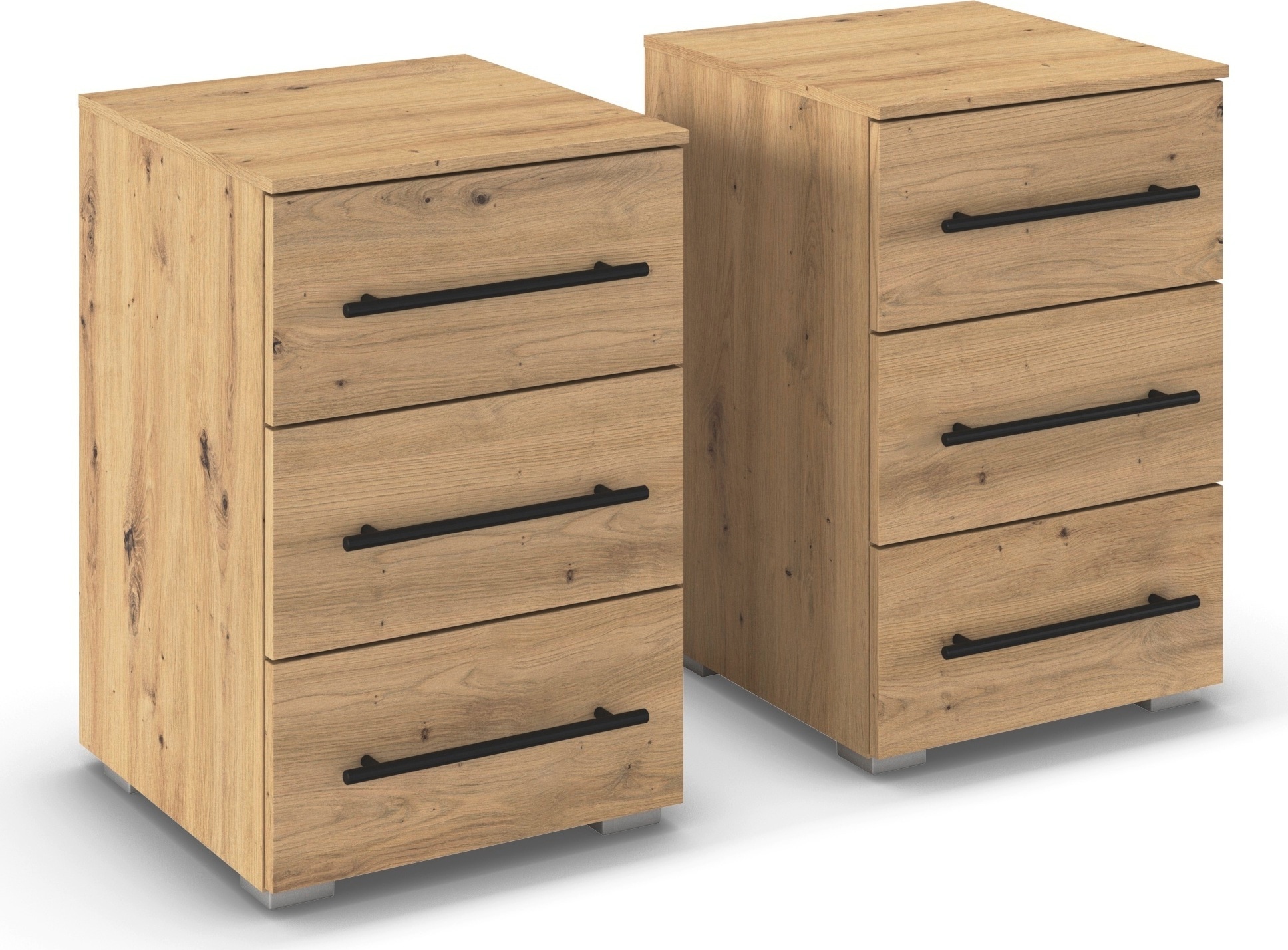 OTTO home Nachtkommode "Nachttisch Nachtschrank Schubladen Sideboard Schubladenkommode AVOLA" Set, Breite 40 cm inkl. SOFT-CLOSE-FUNKTION mit Dekorfront, 2 Stk. tlg. mit 3 geräumigen Schubladen für viel Stauraum MADE IN GERMANY