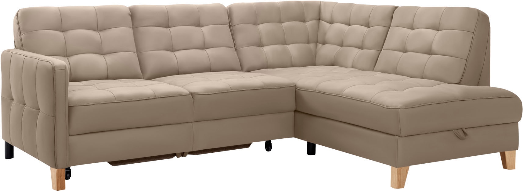 exxpo - sofa fashion Ecksofa »Elio, kompakt und komfortabel, bequem, zeitloses Design, L-Form«, wahlweise mit Bettfunktion und Bettkasten