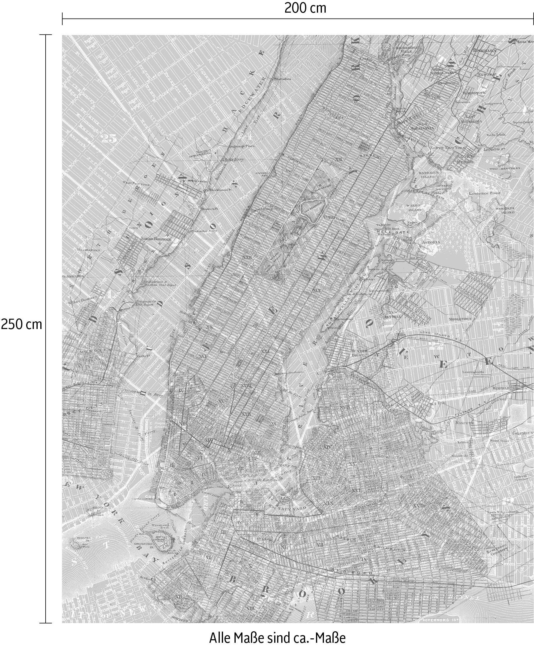 Komar Vliestapete »NYC Map«, 200x250 cm (Breite x Höhe), Vliestapete, 100 cm Bahnbreite
