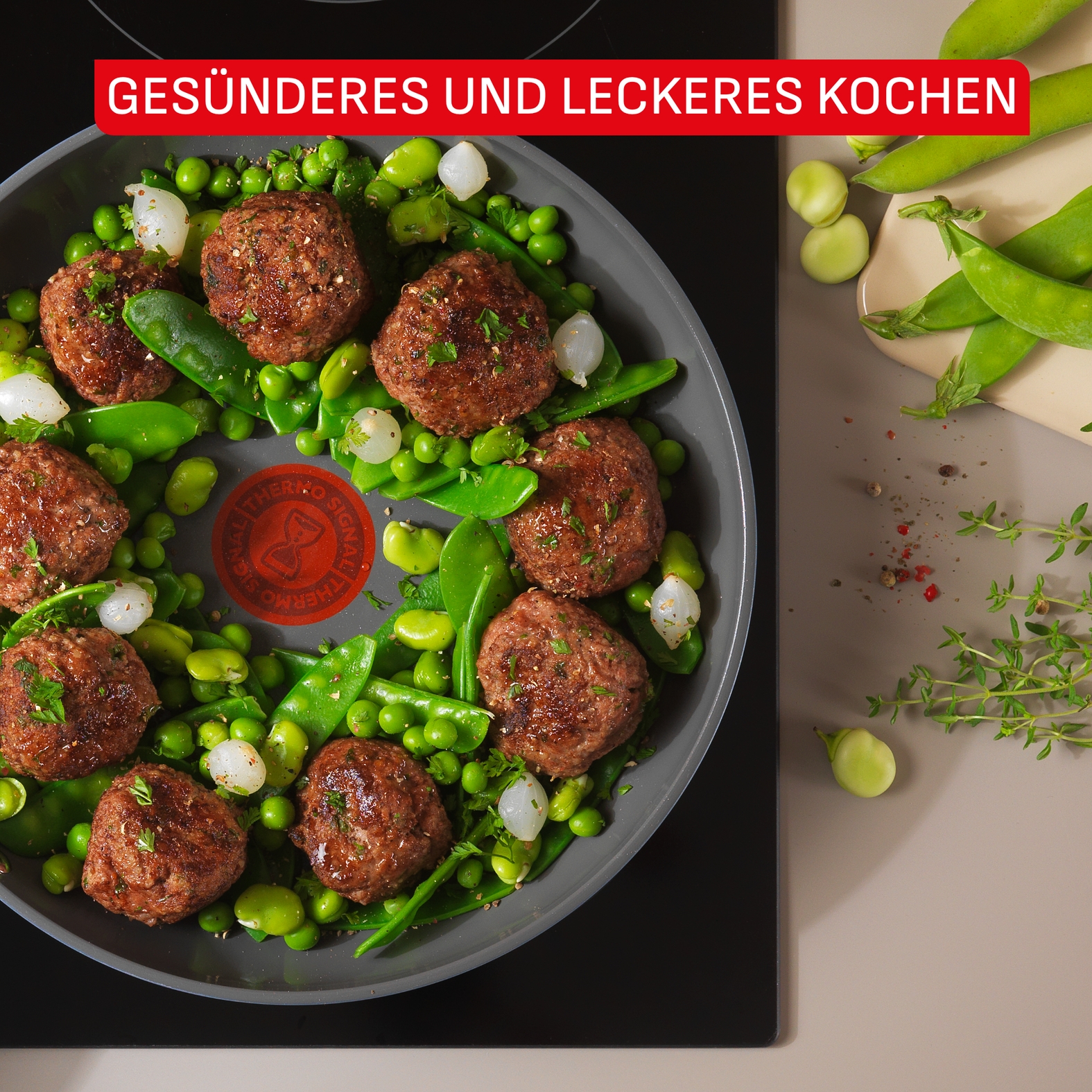Tefal Pfannen-Set »Cera Color« Aluminium Set, 7 tlg. tlg. Go Ceram Keramik-Antihaftbeschichtung, Thermo-Signal, Induktion
