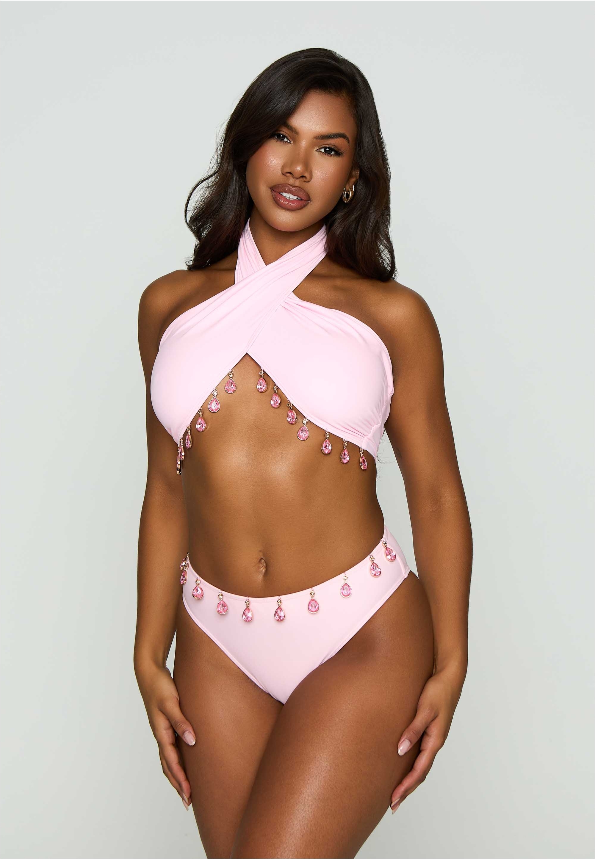Moda Minx Bikini-Hose »Hera Fixed Droplet High Waist Bikini Bottom«, (1 St.), mit edlen Schmuckelementen