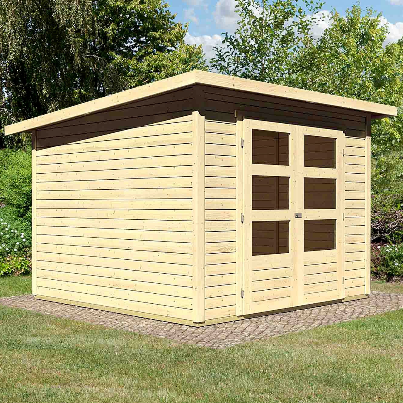 Karibu Gartenhaus "Stockach 4" anthrazit, naturbelassen oder terragrau günstig online kaufen