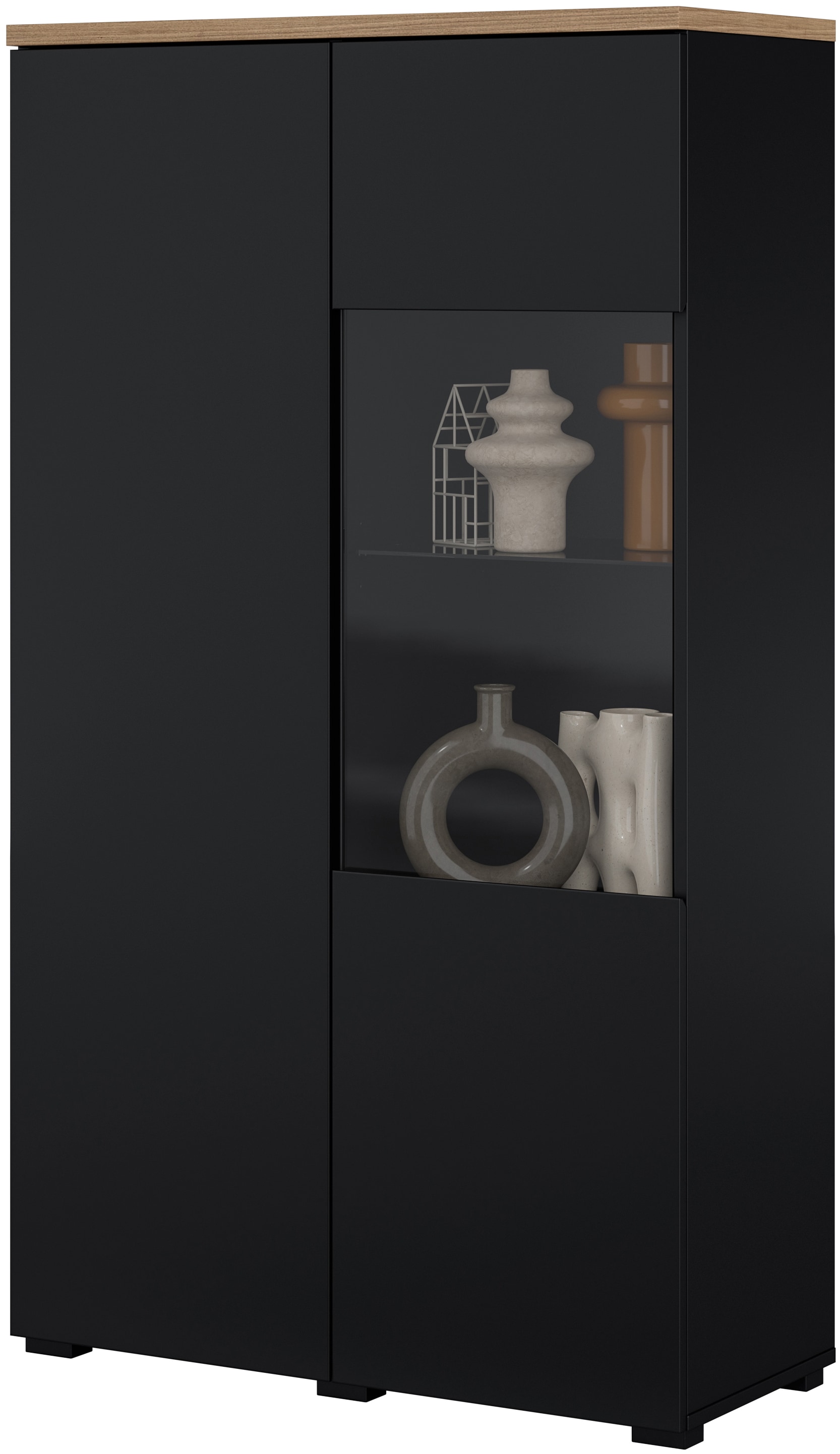 OTTO home Vitrine »Modo, Breite 80 cm, moderner griffloser Vitrineschrank« Vitrine mit viel Stauraum, Einlegeböden verstellbar, Glastür