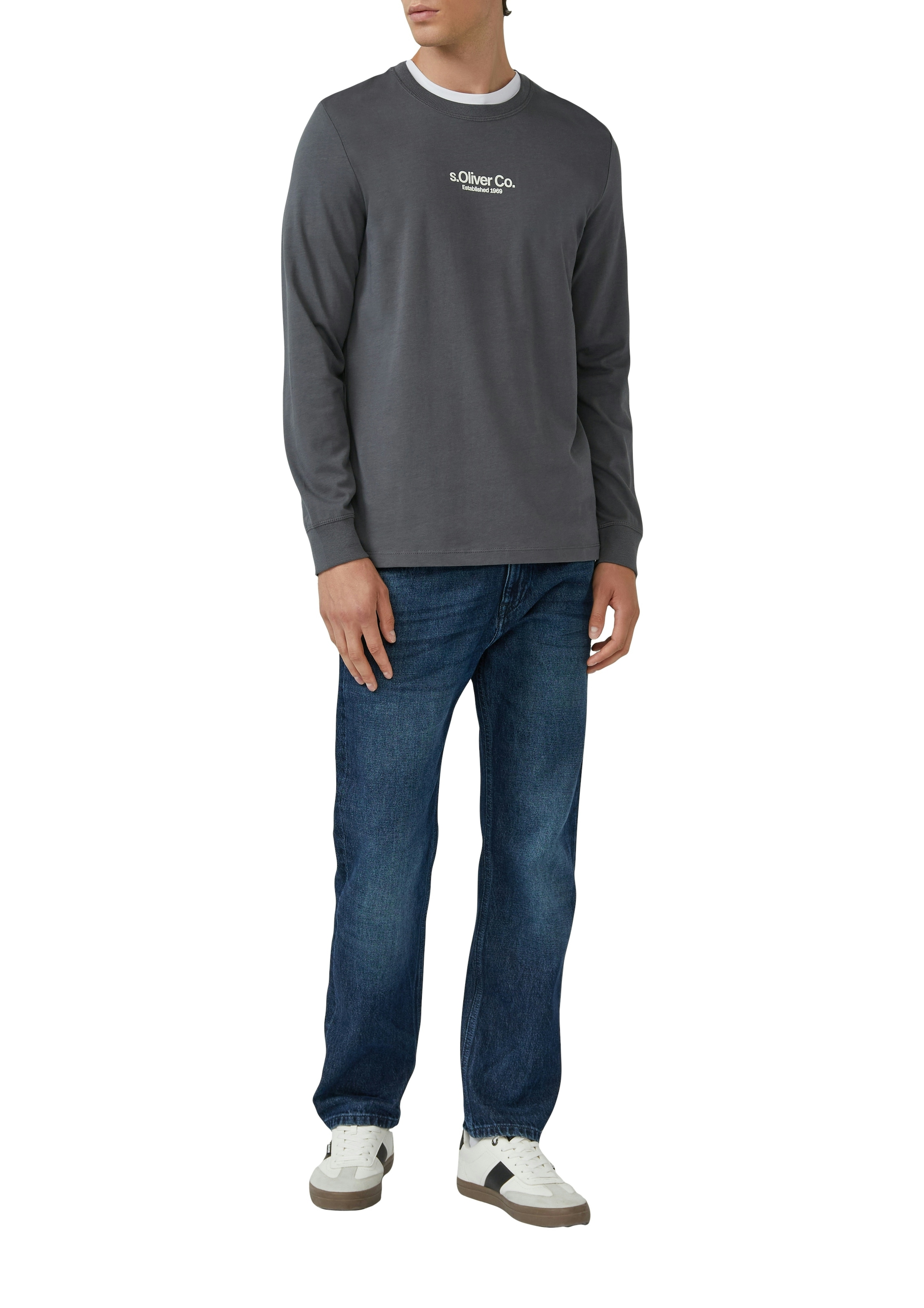 s.Oliver Langarmshirt mit Logo Schriftzug