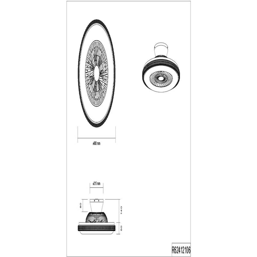 TRIO Leuchten LED Deckenleuchte »Harstad«, mit Ventilator, Fernbedienung, integrierter Dimmer und Nachtlicht. Leuchte und Ventilator getrennt schaltbar