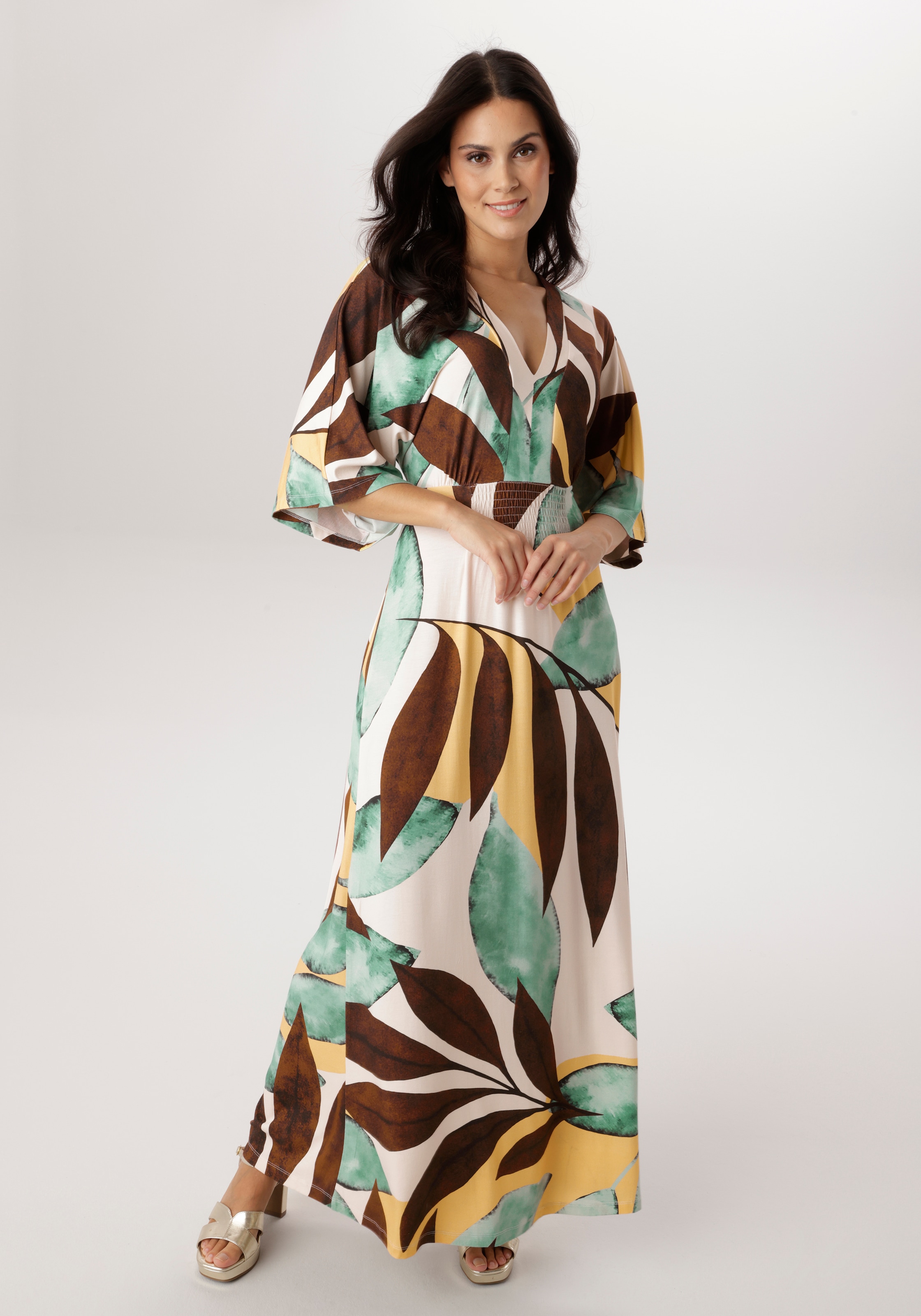 Aniston SELECTED Maxikleid mit weiten, 3/4-langen Ärmeln