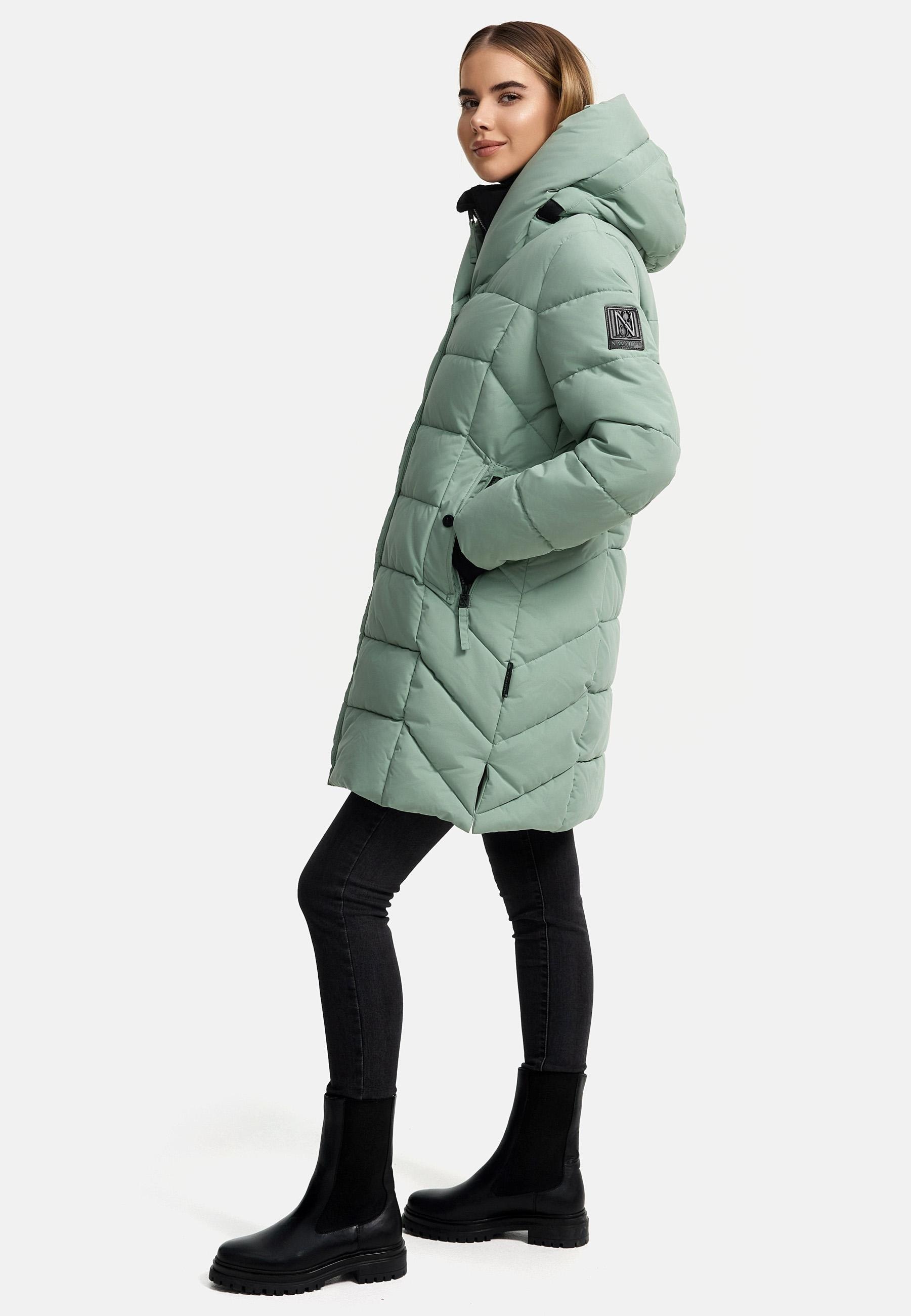 Navahoo Steppmantel »Knutschilein«, Stylischer Damenmantel mit abnehmbarem Fleece-Kragen