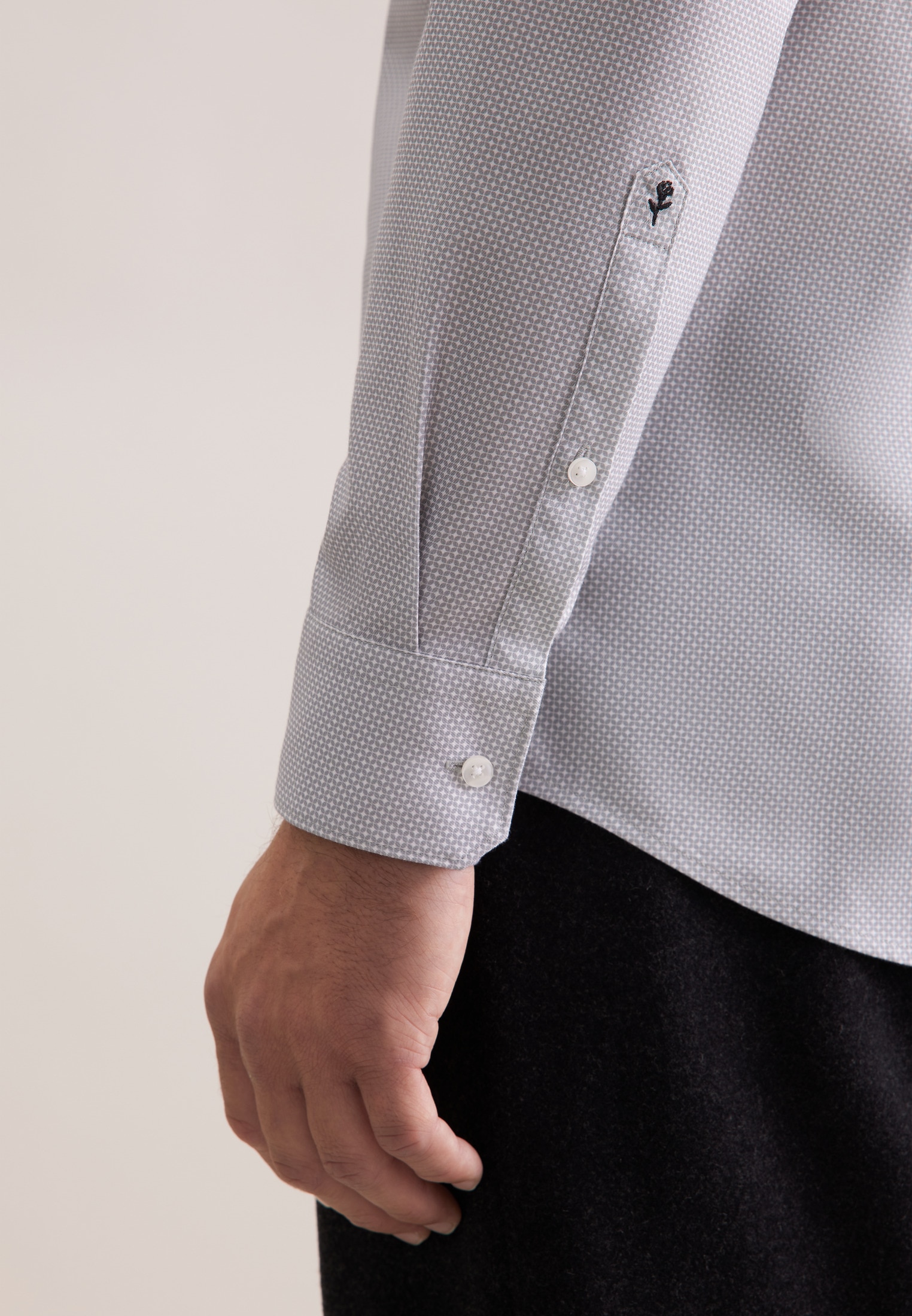 seidensticker Businesshemd »Schwarze Rose«, Regular 1/1 Covered-Button-Down-Kragen Druck