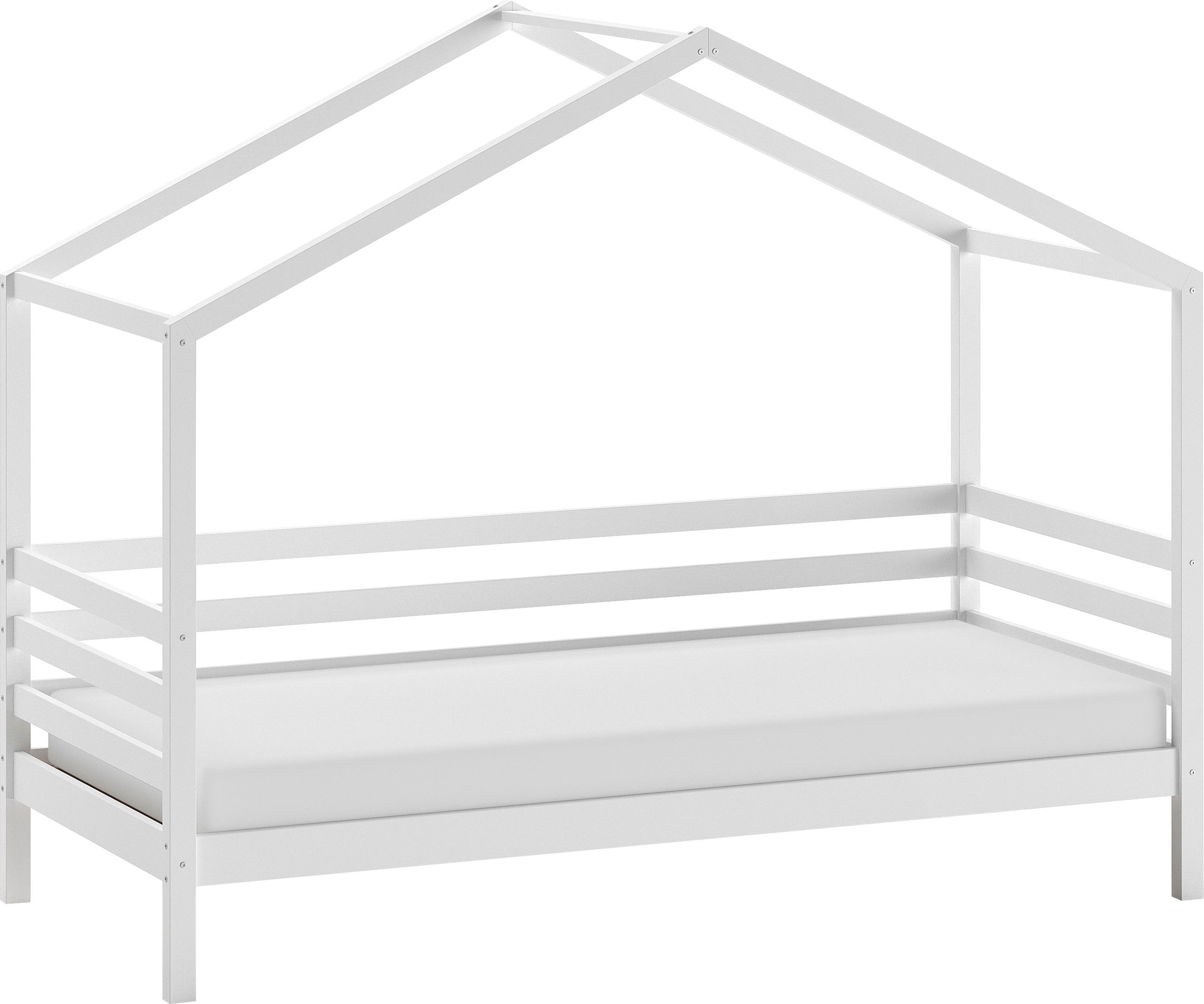 Home affaire Hausbett "Kiefer massiv weiß lackiert, inkl. Dachaufbau und Ro günstig online kaufen