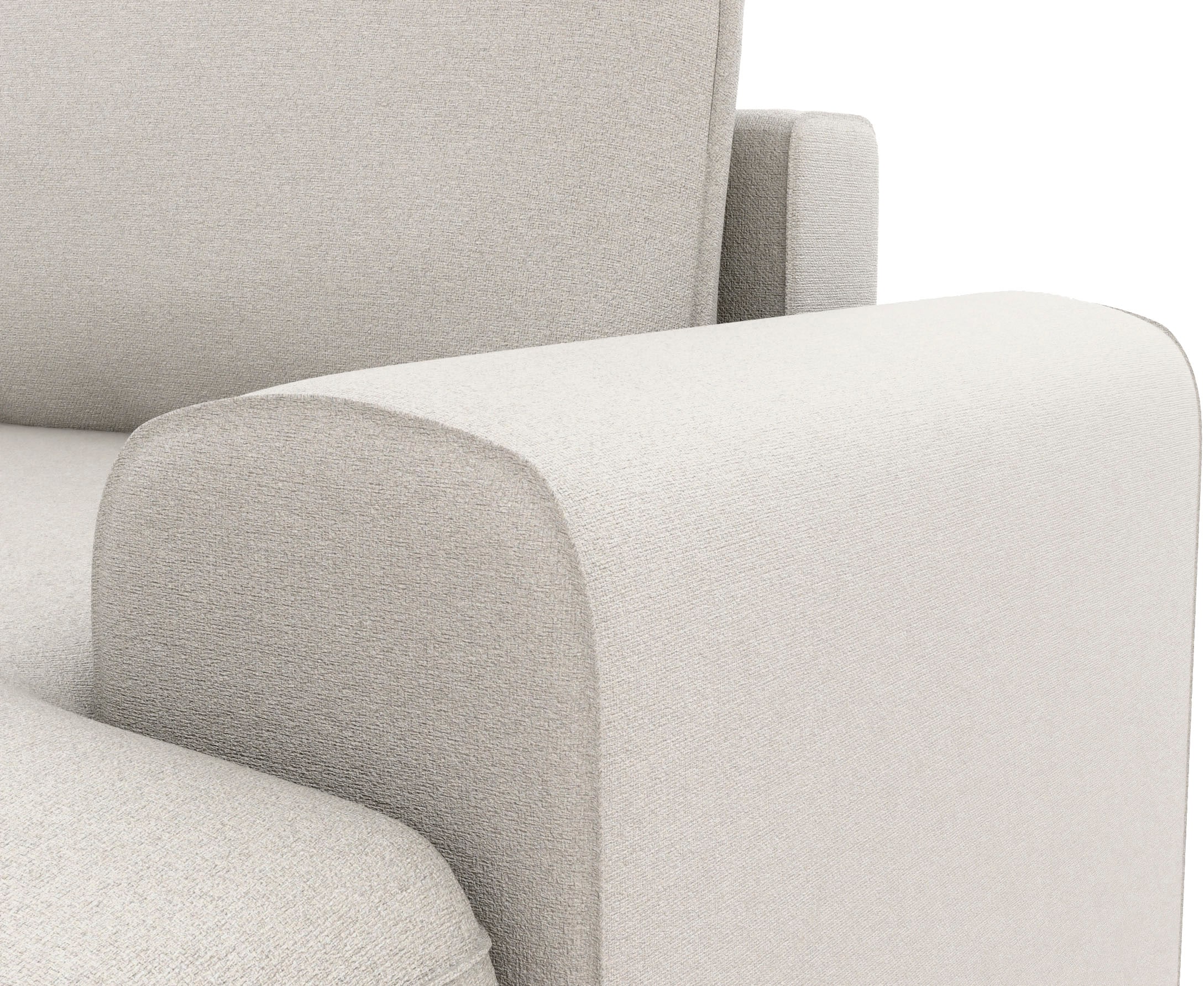 TRENDMANUFAKTUR Ecksofa »Fordon, Schlafsofa mit Bettkasten, Couch in L-Form, Breite 250 cm«, in Struktur LUMOS, 3D-Effekt, sandgrau, Recamiere links