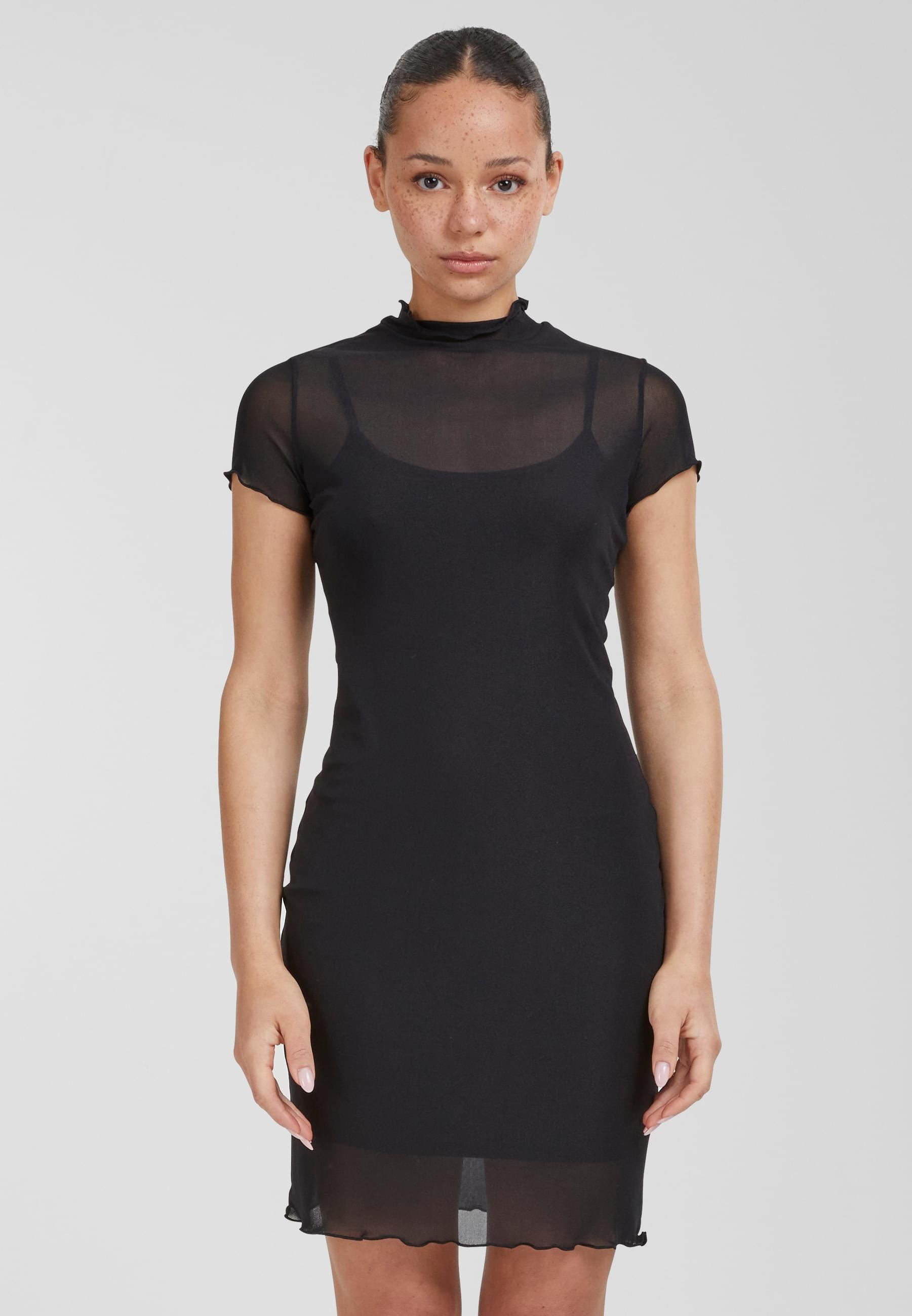 URBAN CLASSICS Shirtkleid »Urban Classics Damen Ladies Mesh Double Layer Dress«, (1 tlg.)