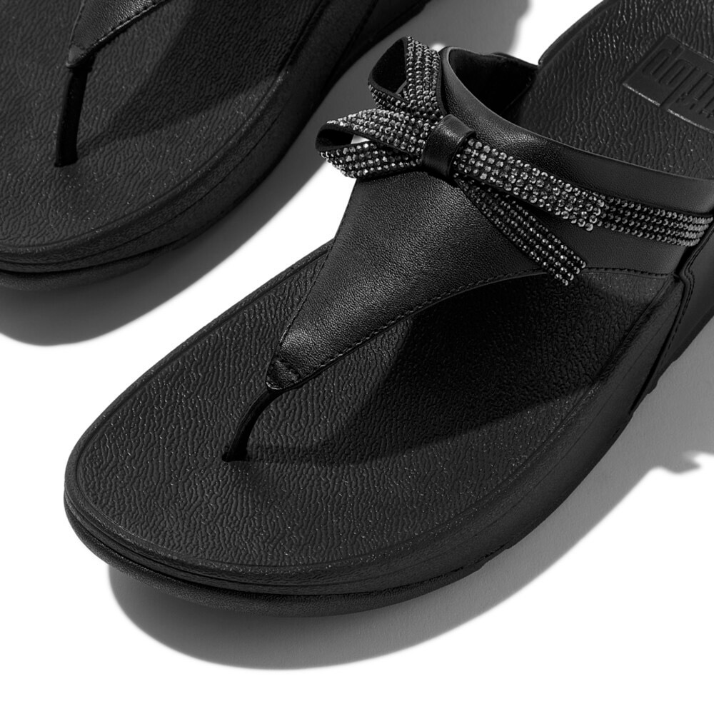 Fitflop Zehentrenner »LULU GLITZ BOW«, Slides, Badeschuh mit Glitter