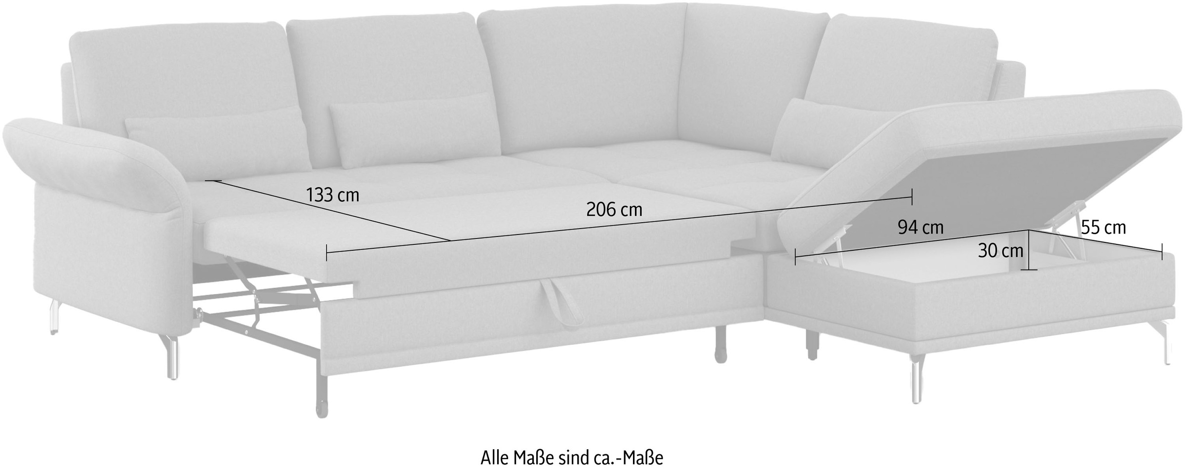INOSIGN Ecksofa »Palm Beach L-Form«, Federkern, mit Sitztiefenverstellung, wahlweise mit Bettfunktion