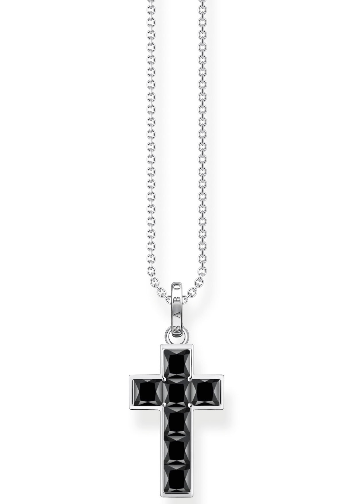 THOMAS SABO Kreuzkette »Kreuz, KE2166-051-14-L45V, KE2166-477-7-L45V, KE2166-643-11-L45V«, mit Glas-Keramik Stein, Korund (synth.), Zirkonia (synth.)