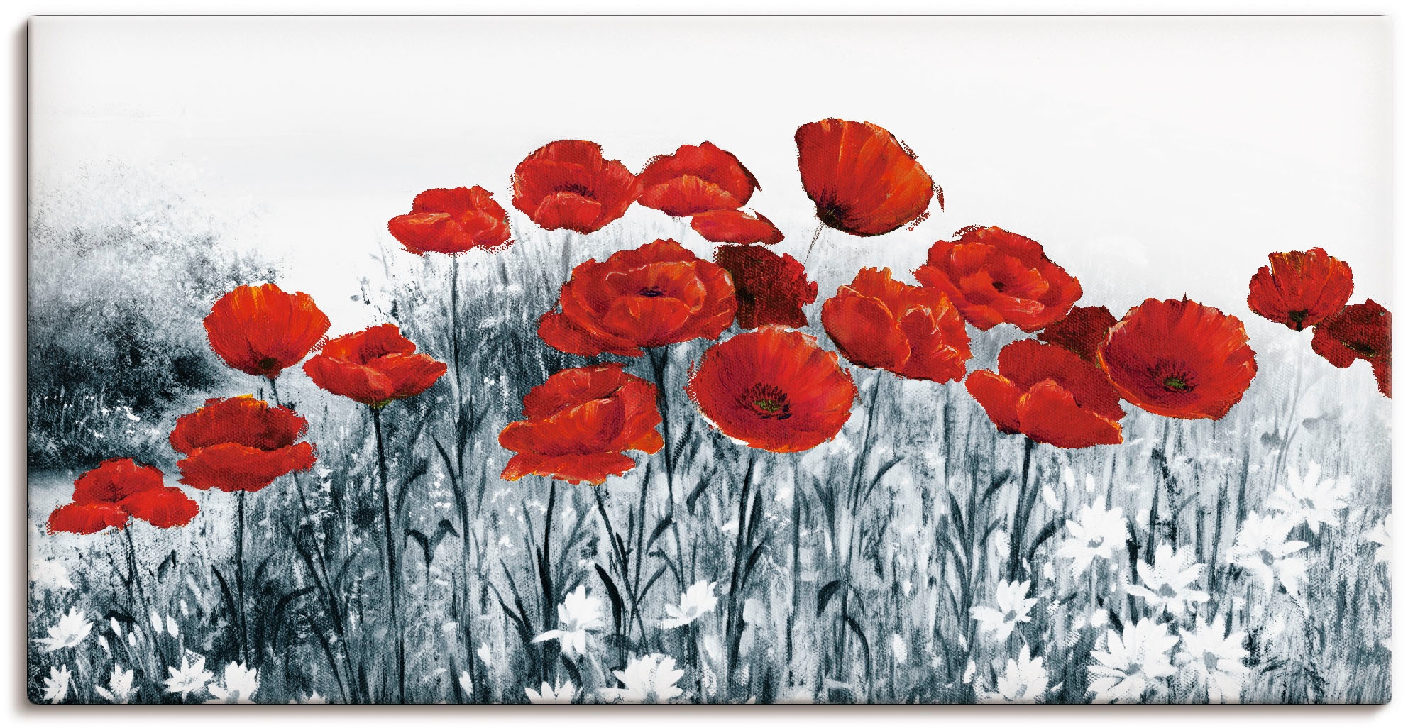 Artland Wandbild "Roter Mohn im Feld" Blumen 1 Stk. tlg. auf Holzrahmen ges günstig online kaufen