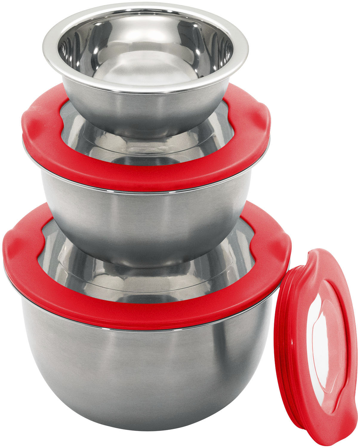 Thumbnail - KING Bratpfanne "Click-Grip" Aluminiumguss Set, 3 Schüsseln Ø17.5 Ø14.5cm Ø12cm mit Deckeln, 1 Pfanne Ø28cm mit Deckel, ...