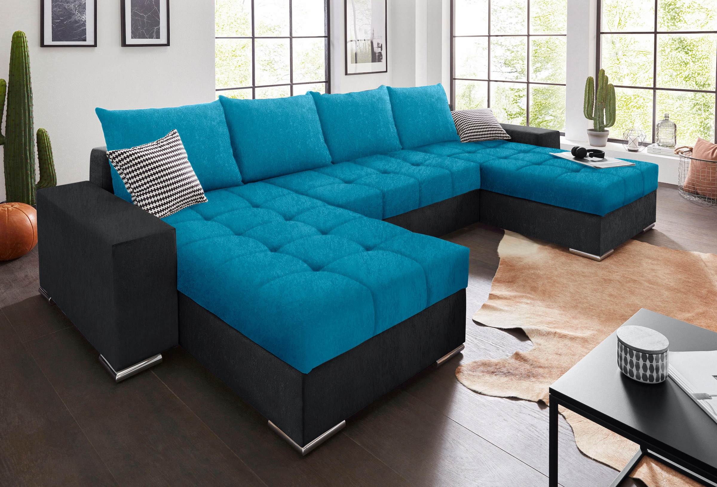 COLLECTION AB Wohnlandschaft "Josy XL U-Form, Breite: 313 cm" Schlaffunktion, Bettkasten & 2 Zierkissen, Federkern