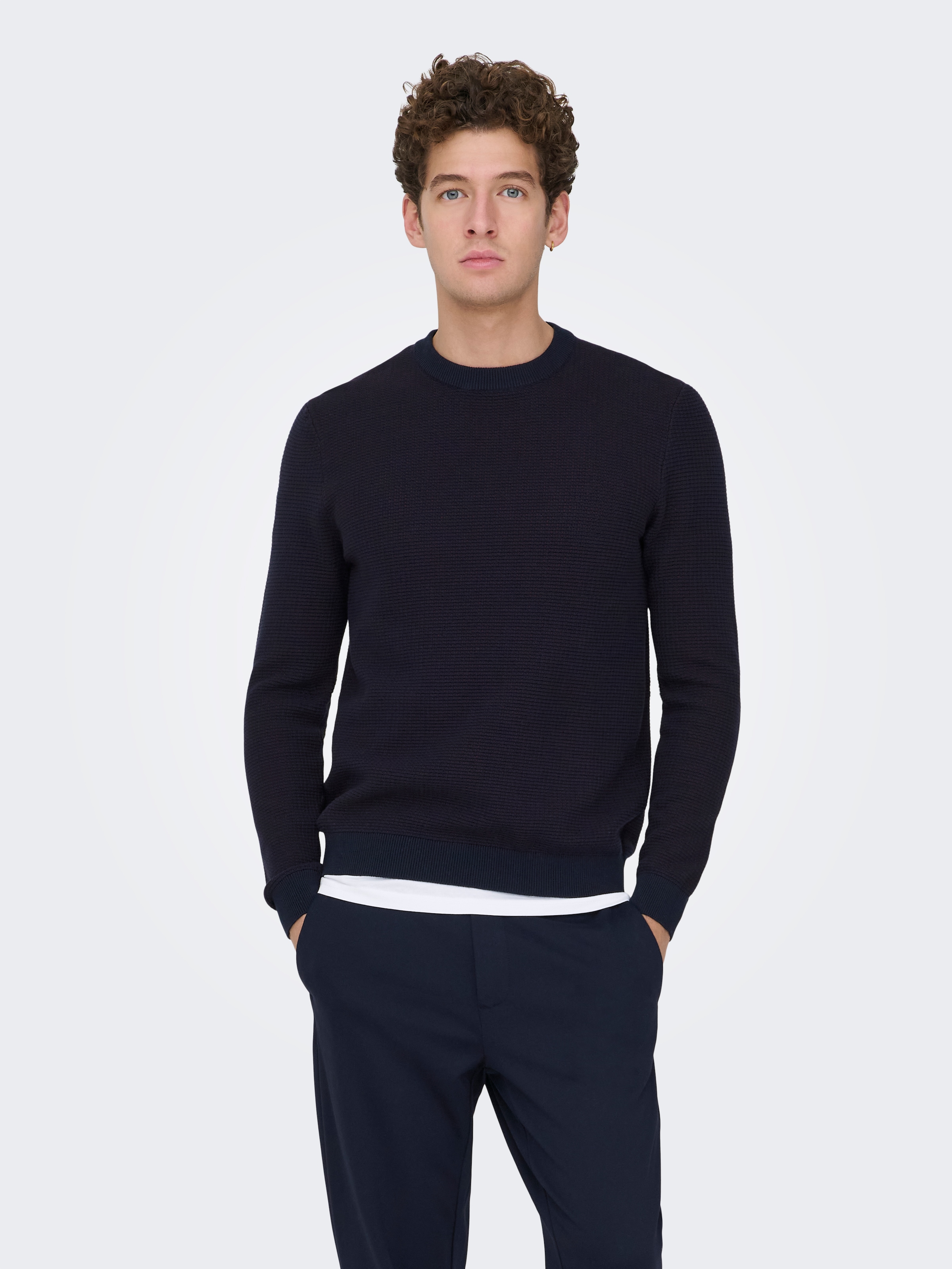 ONLY & SONS Strickpullover "ONSDAVE REG LS CREW NECK KNIT NOOS" Baumwolle, günstig online kaufen