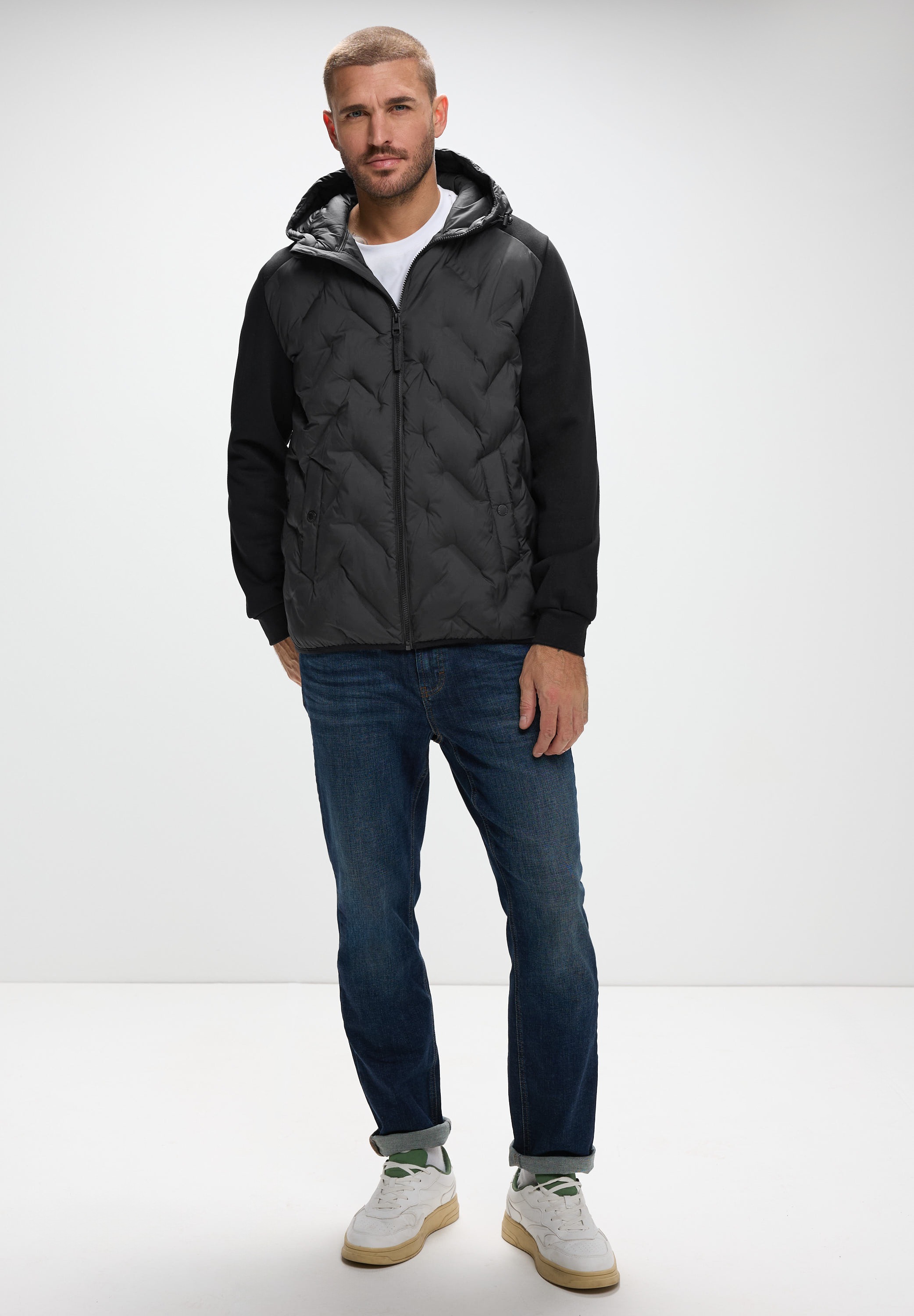 Thumbnail - STREET ONE MEN Steppjacke mit Kapuze mit Kapuze mit Tunnelzugband