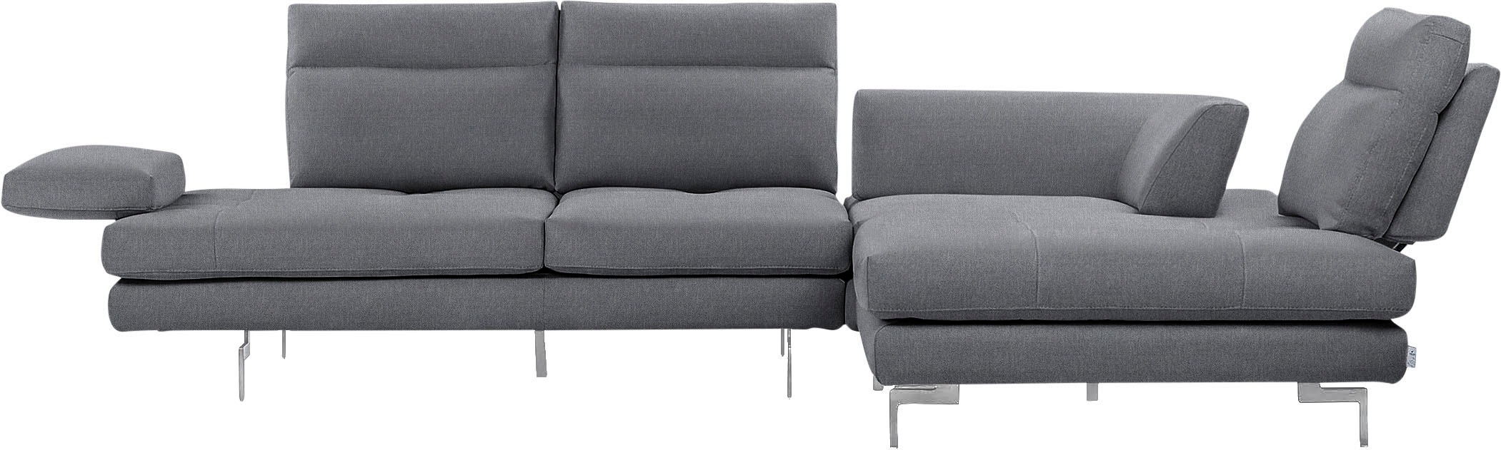 CALIA ITALIA Ecksofa »Toby Wing, L-Form, Designsofa mit sensationellem Sitzkomfort«, Sitztiefenverstell.,wahlw. mit Kissen-Set, Füße chrom glänzend