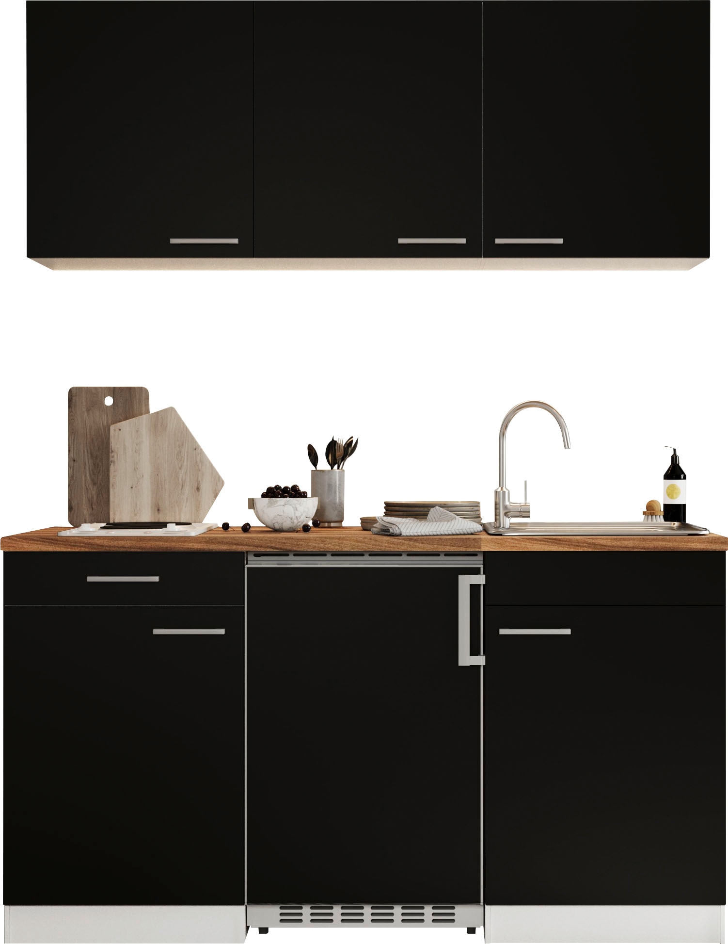 RESPEKTA Küche "Luis, mit Duo Kochfeld, wahlweise mit Mikrowelle, Korpus Weiß,", Breite 150 cm