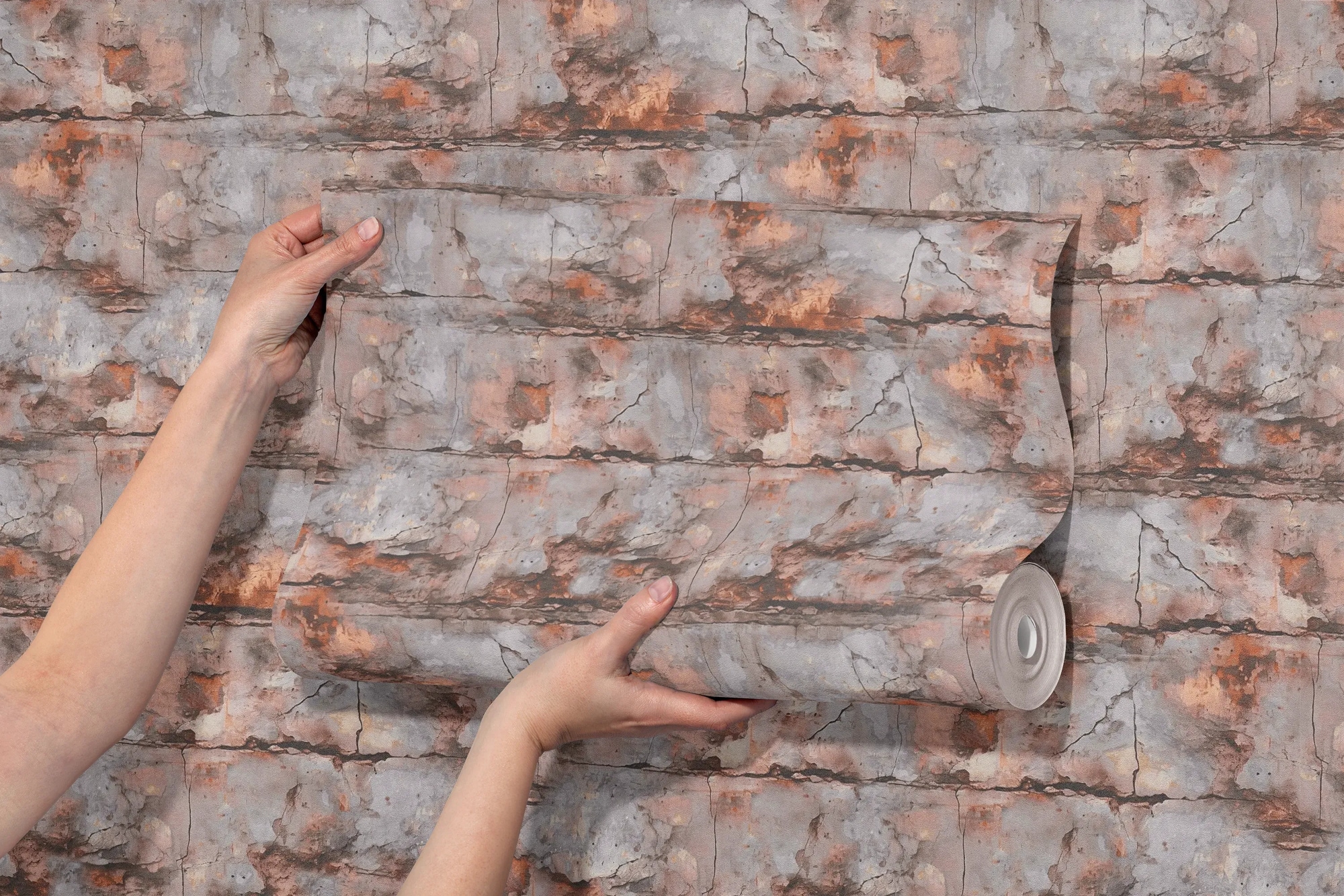 living walls Vliestapete »LIMITED – Backstein Industrial« Rost-Optik | Steinoptik | urban leicht strukturiert Markante Backsteinwand mit lebendiger Rost- und Patinaoptik