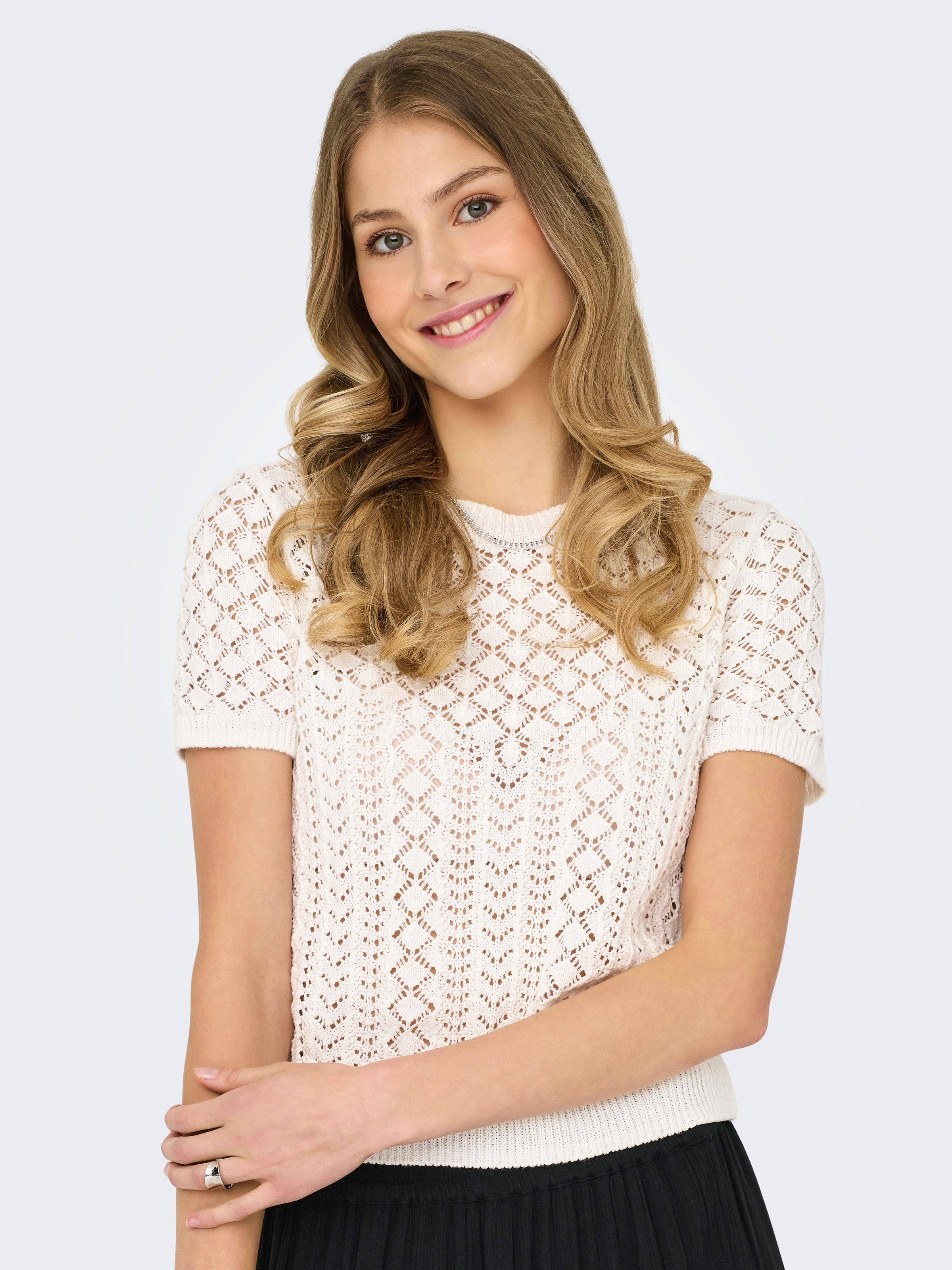 ONLY Kurzarmpullover "ONLSAGA LIFE SS O-NECK KNT NOOS" Baumwollmischung, re günstig online kaufen