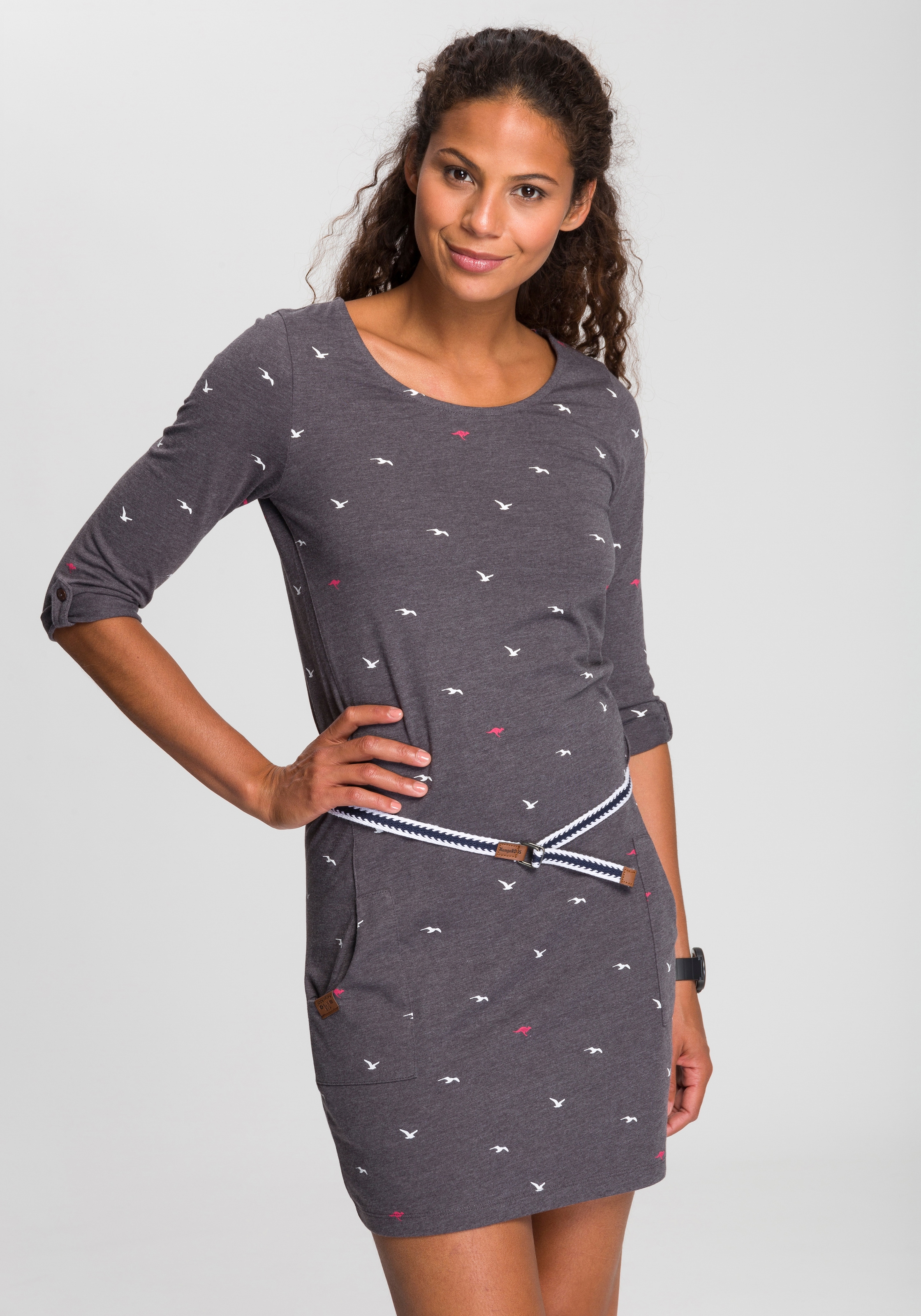 KangaROOS Jerseykleid, (Set, mit abnehmbarem Gürtel), im sommerlichen Print  für kaufen | BAUR | Sweatkleider