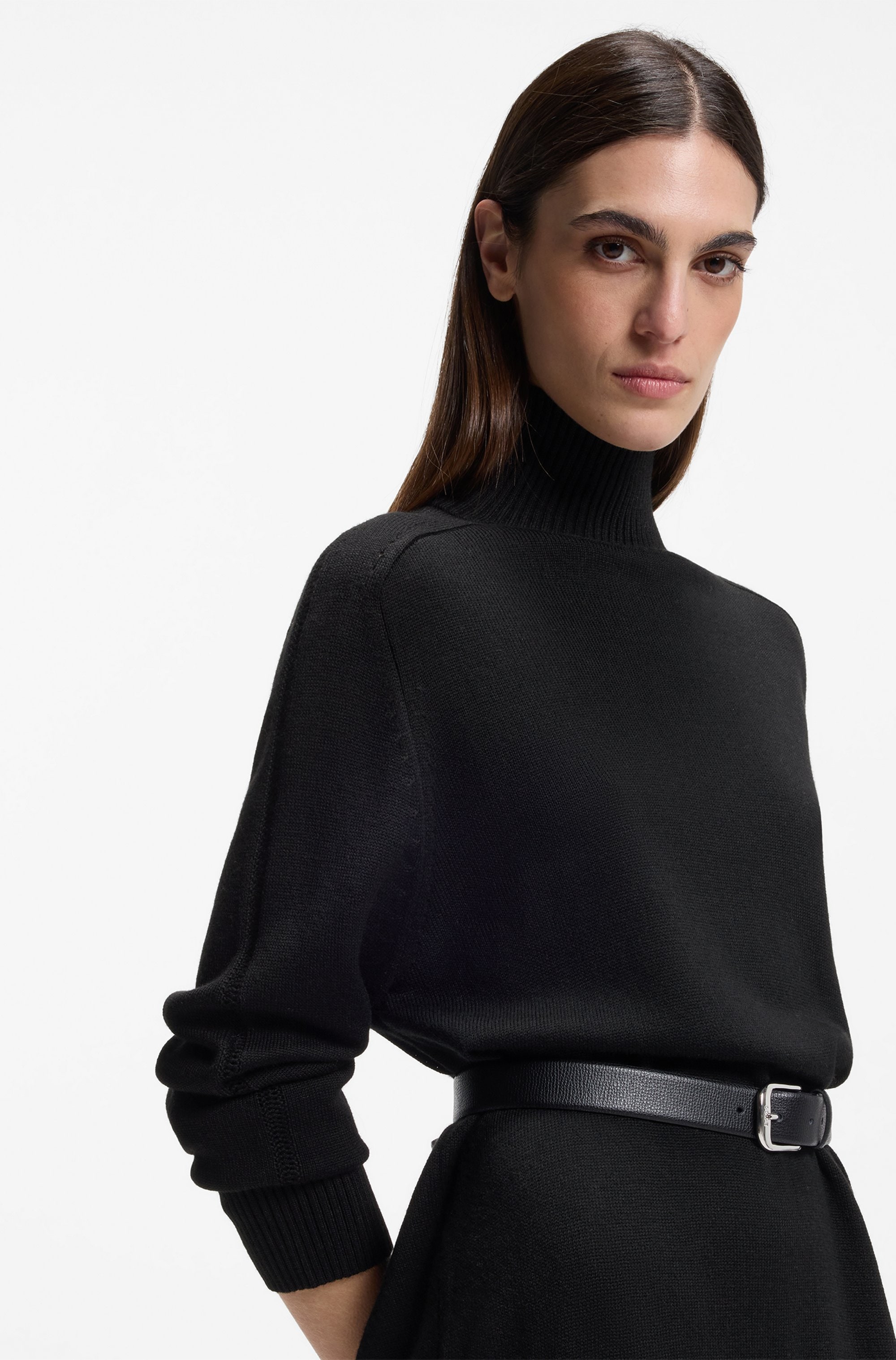 BOSS ORANGE Strickkleid »Fagliatelle Premium Damenmode« Ohne Taschen im weichen Wollmix