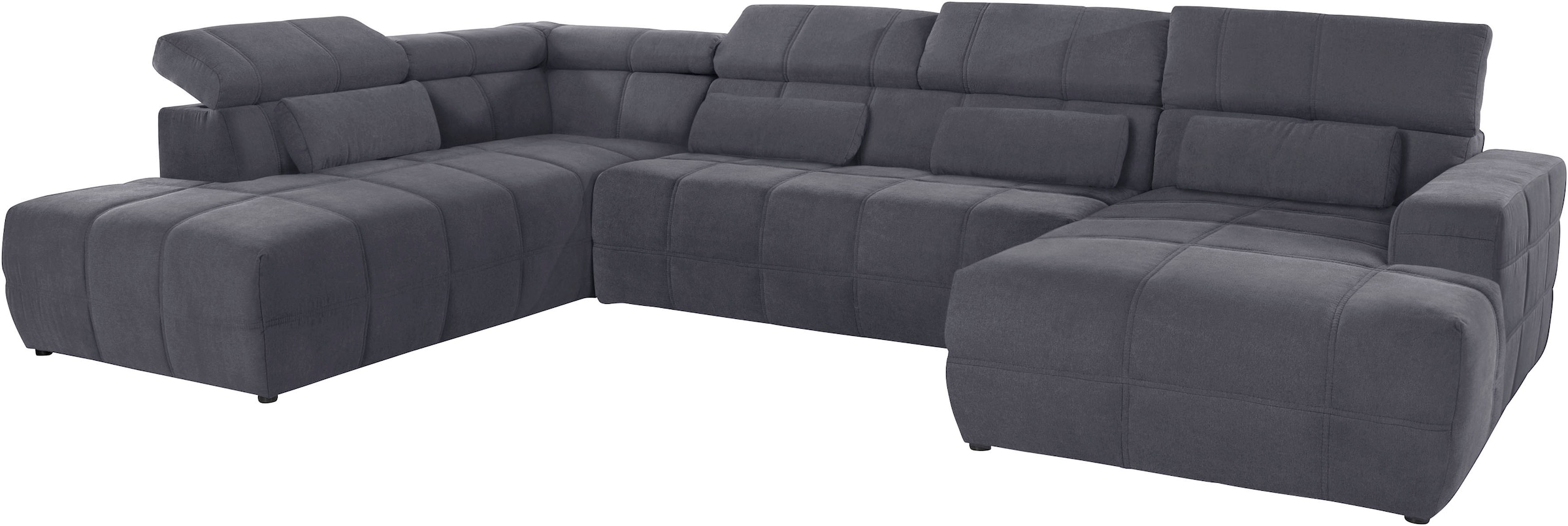 DOMO collection Wohnlandschaft »Brandon Sitzbelastung 140 kg, mit Nierenkissen, U-Form«, mit Kopfteilverstellung, wahlweise Sitztiefenverstellung, U-Form
