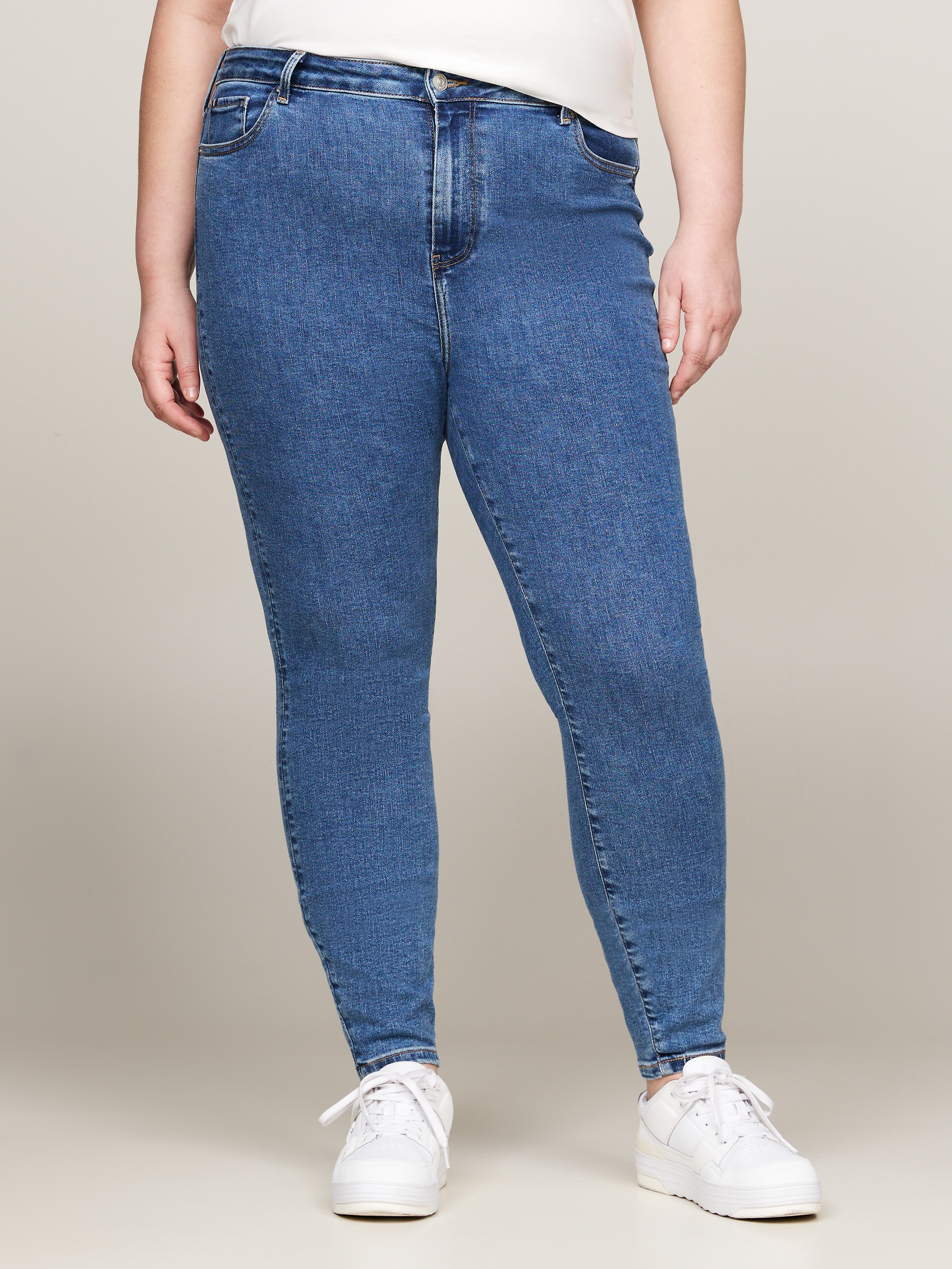 Tommy Hilfiger Curve Skinny-fit-Jeans »CRV HARLEM U SKINNY HW«, Große Größen, mit Tommy Hilfiger Loog-Badge