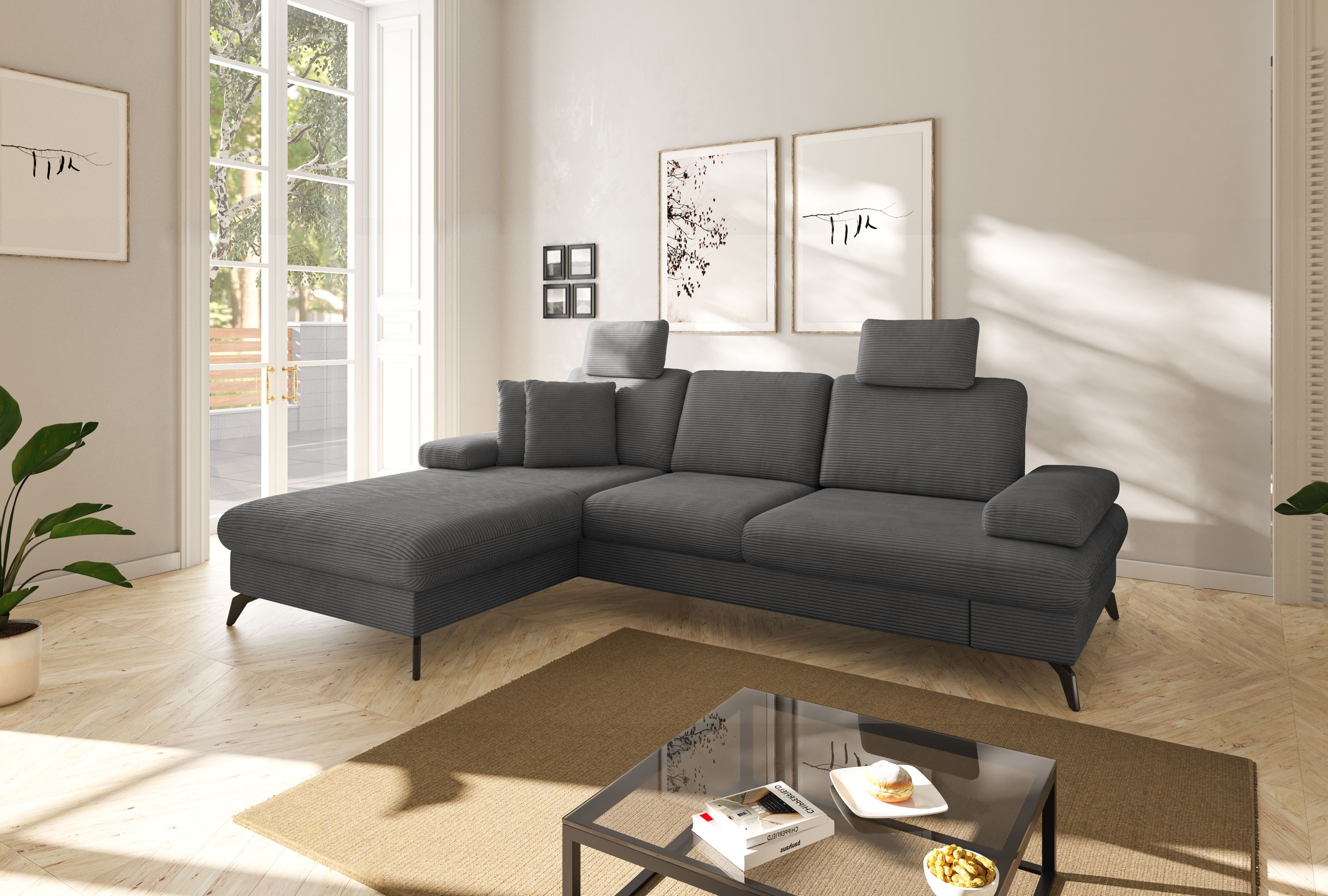 sit&more Ecksofa »Morris Jubi, L-Form«, inkl. Armteilfunktion und 1 Zierkissen, wahlweise mit Bettfunktion
