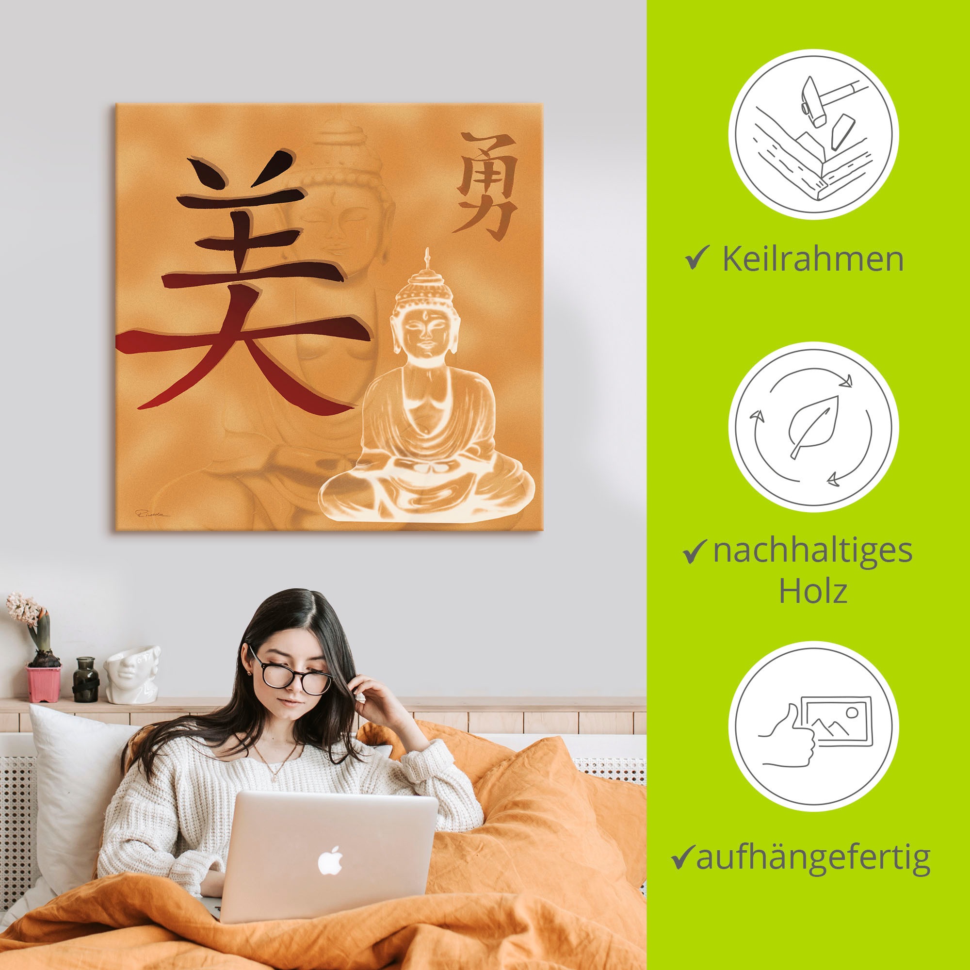 Artland Leinwandbild »Schönheit und Mut« Religion 1 Stk. tlg. auf Holzrahmen gespannt