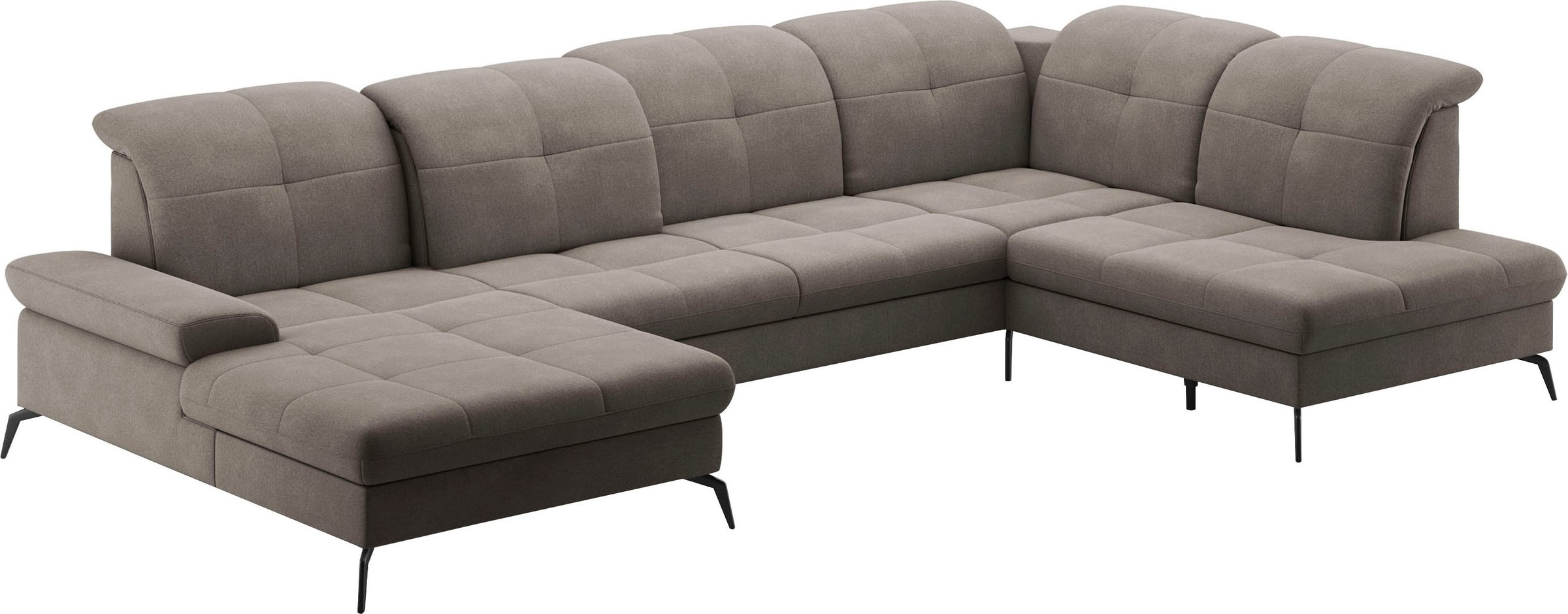 sit&more Wohnlandschaft »Amica, U-Form, inkl. Sitztiefenverstellung und Armteilverstellung«, wahlweise mit Kopfteilverstellung, Bettfunktion und Bettkasten