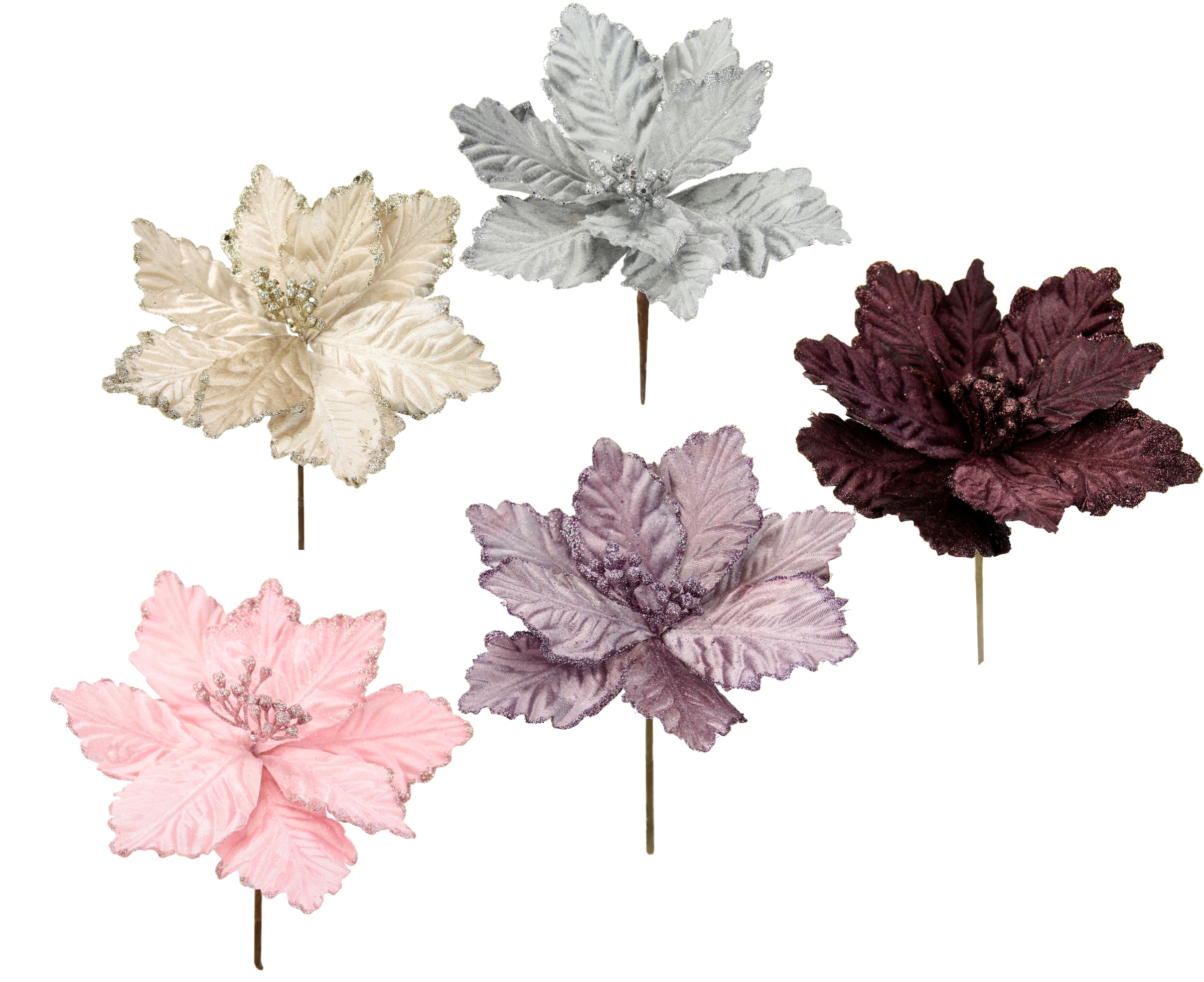I.GE.A. Kunstblume »Poinsettia« Kunstblume, Dekoblume, 5er Set