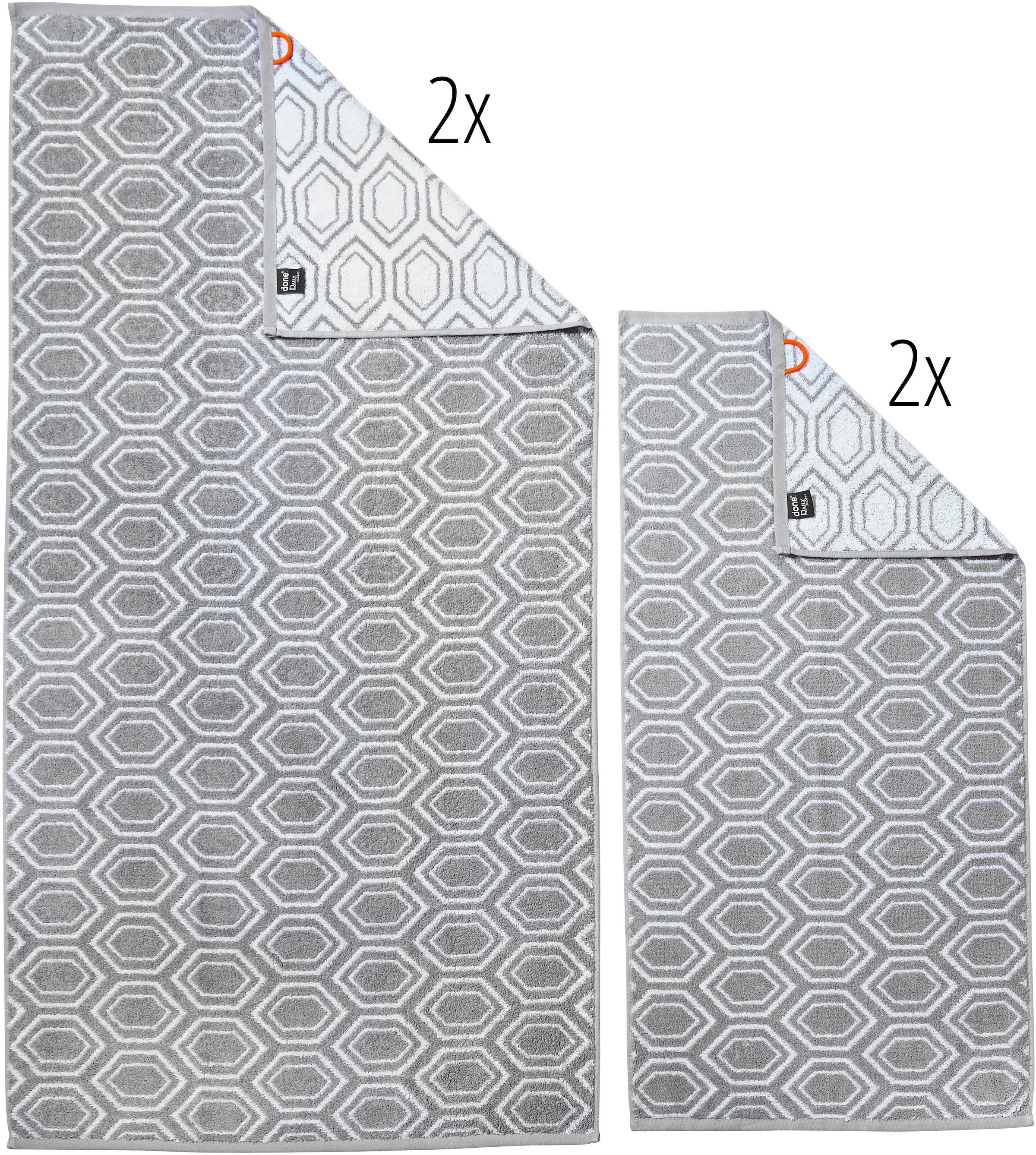 tlg., modernes Set 2x Rechnung & 4 Duschtücher, Set, Jacquard-Walkfrottier, Ethno«, done.® Muster auf BAUR »Daily Jacquardgewebe, Handtücher 2x Handtuch | Shapes