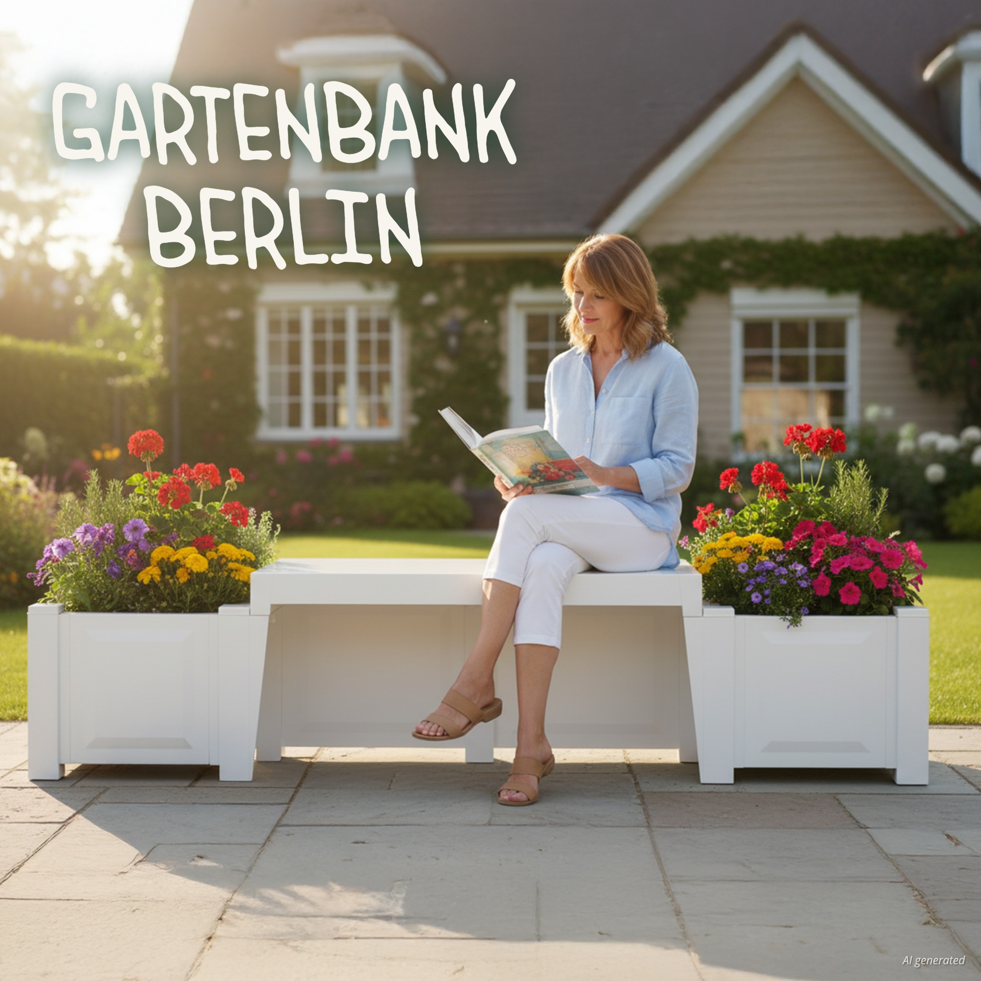 KHW Gartenbank »Berlin« mit zwei Pflanzkästen, weiß