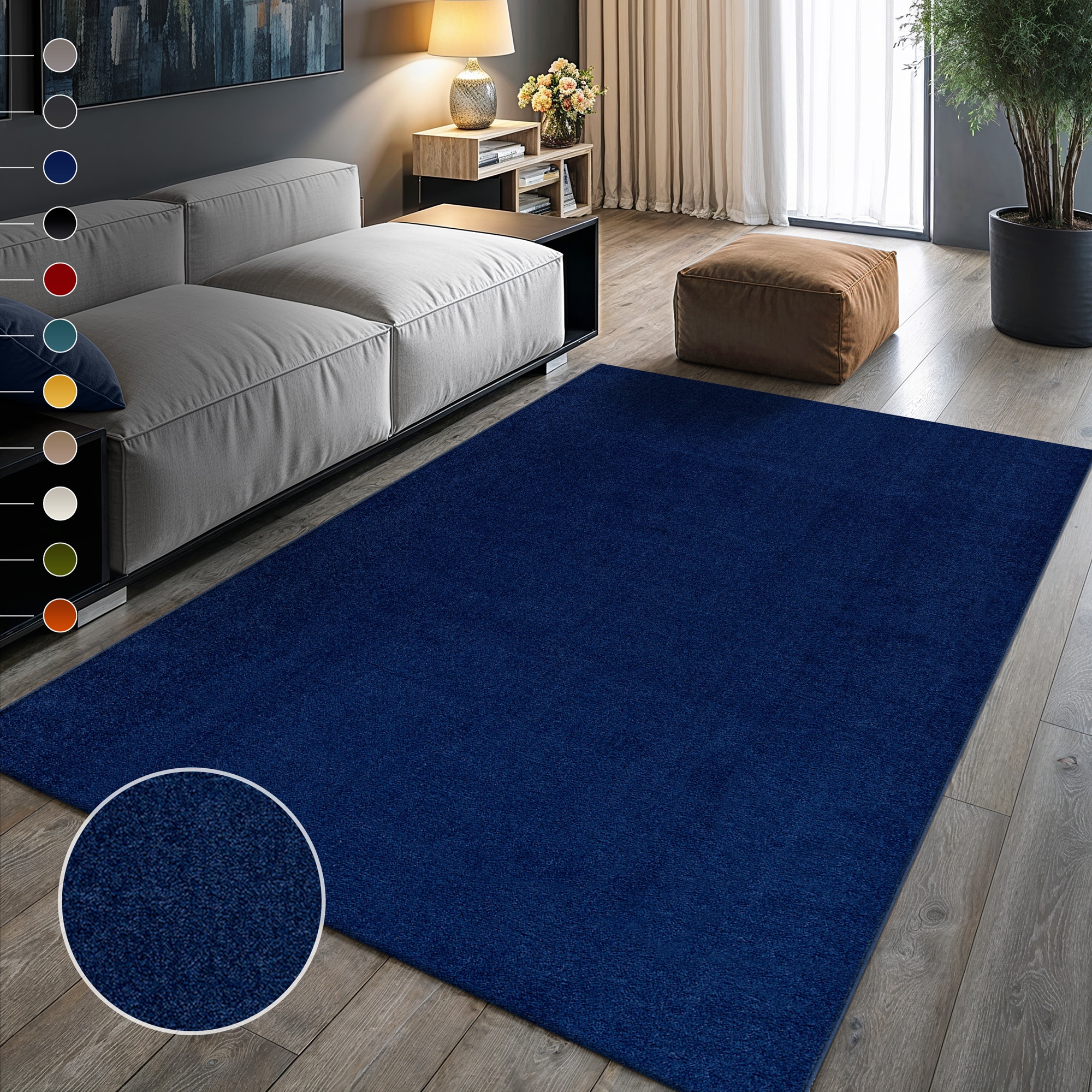 Sanat Teppich "UNI, auch als Läufer und Rund" rechteckig 13 mm Höhe robuster Kurzflorteppich, große Farbauswahl, Wohnzimmer, alle Räume
